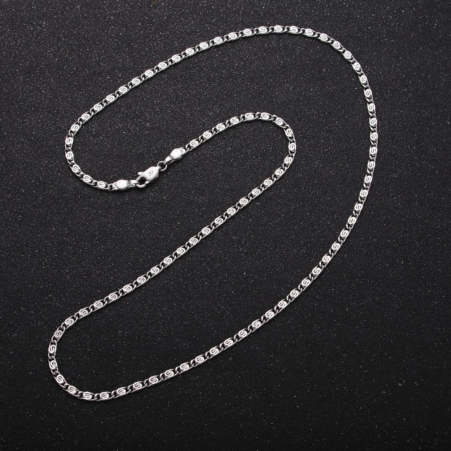 Dainty scroll chain - 2.5mm wide silver necklace chai 17.75, 19.75 inch for handmade jewelry supply replacement chain wa173