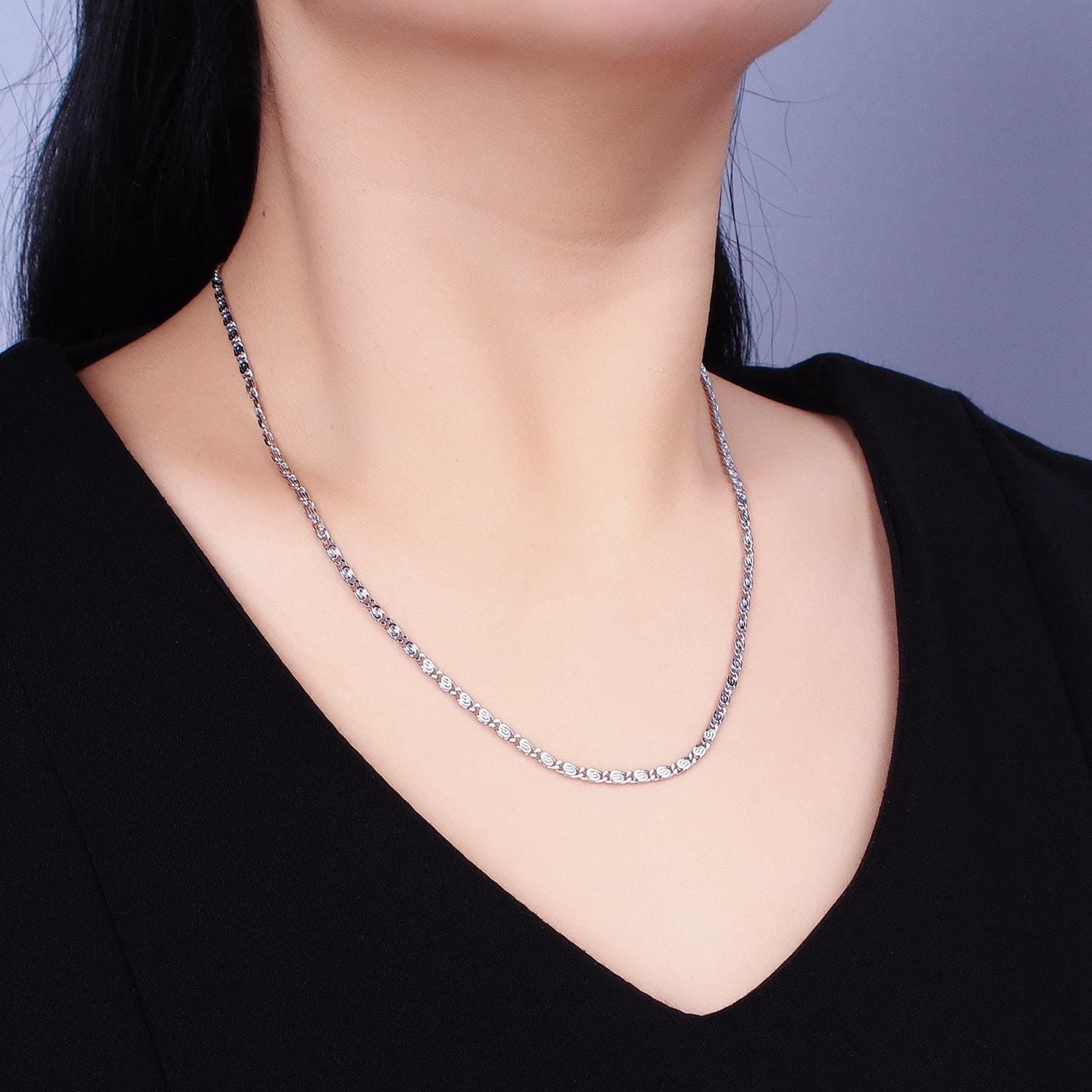 Dainty scroll chain - 2.5mm wide silver necklace chai 17.75, 19.75 inch for handmade jewelry supply replacement chain wa173