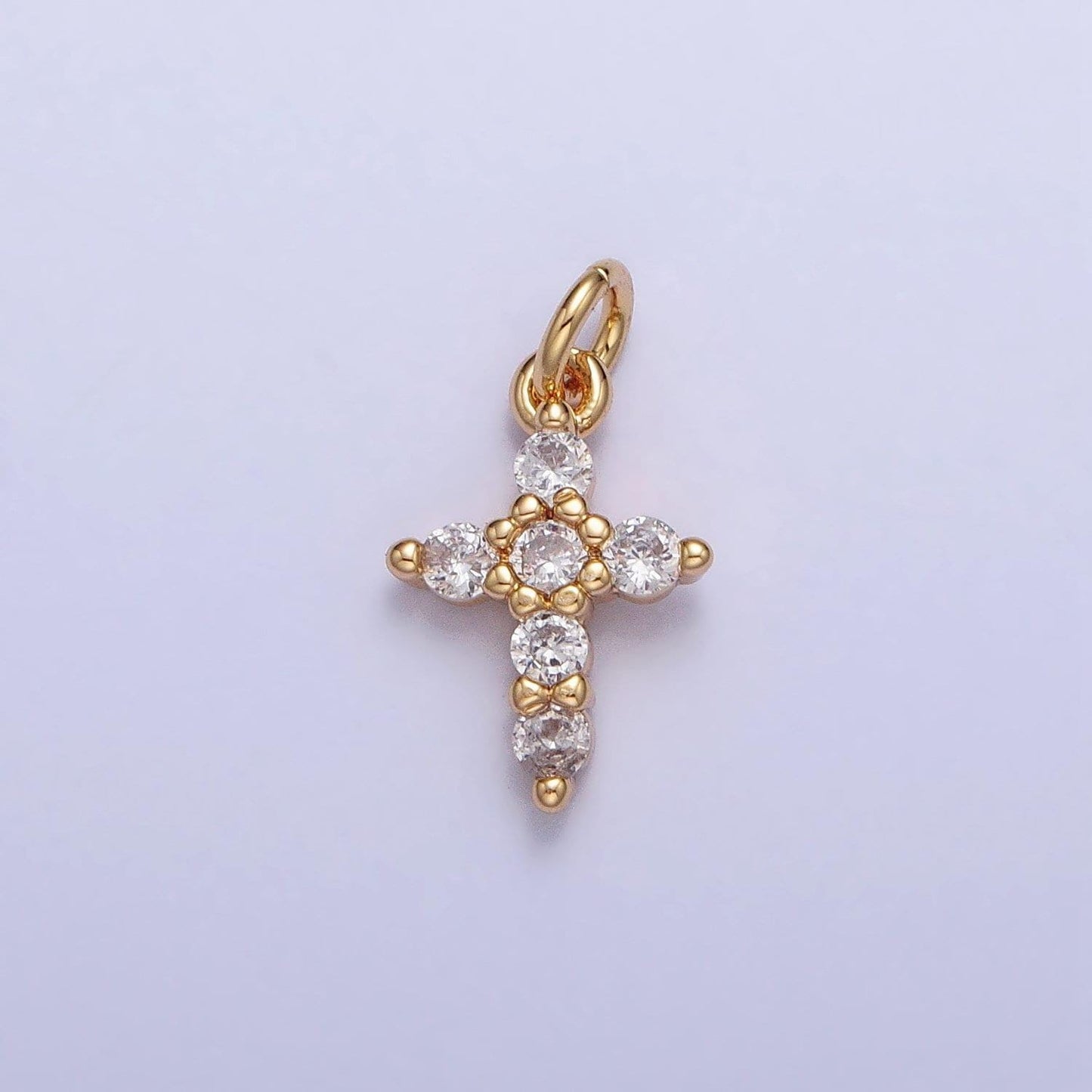 Mini gold cross charm silver cross cz religious add-on charm for bracelet necklace earring supply | ac725 ac726