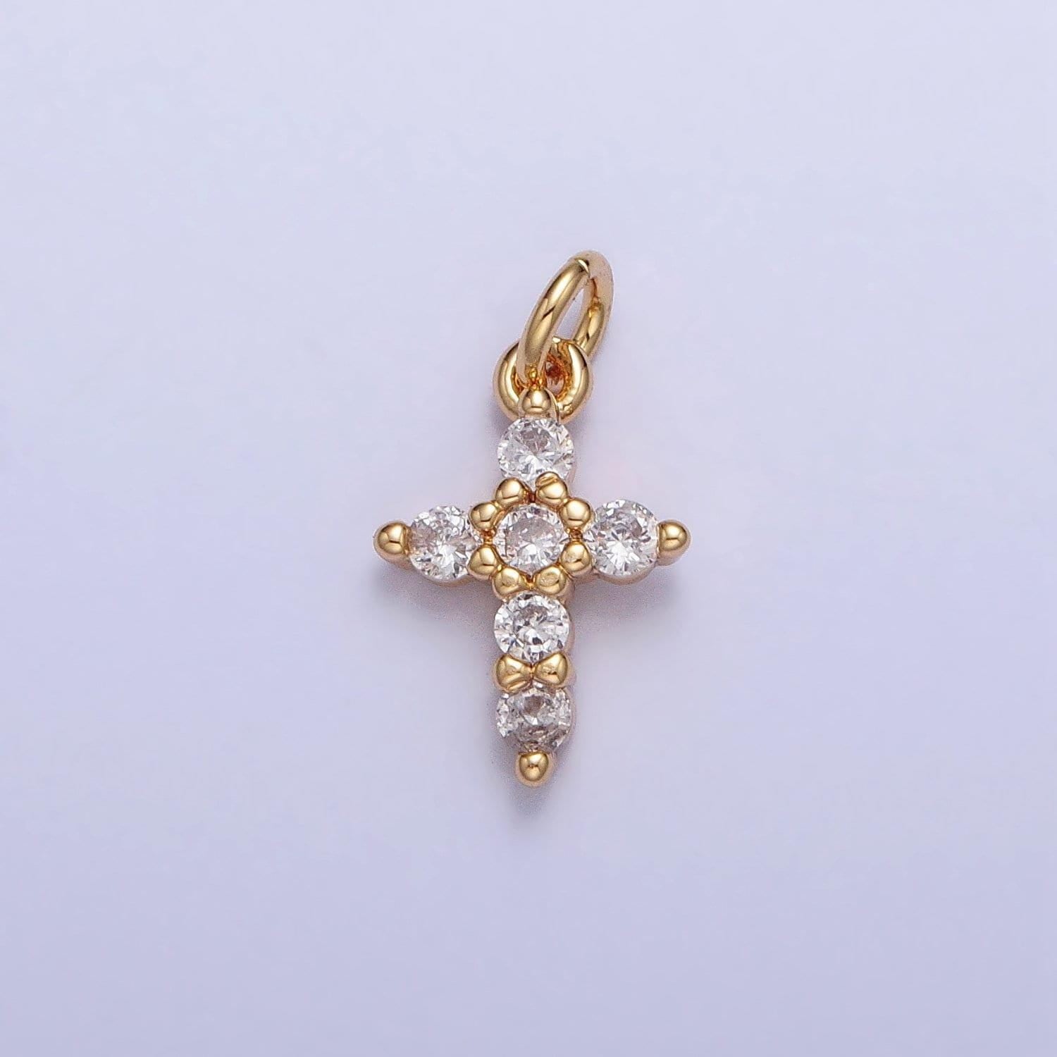 Mini gold cross charm silver cross cz religious add-on charm for bracelet necklace earring supply | ac725 ac726