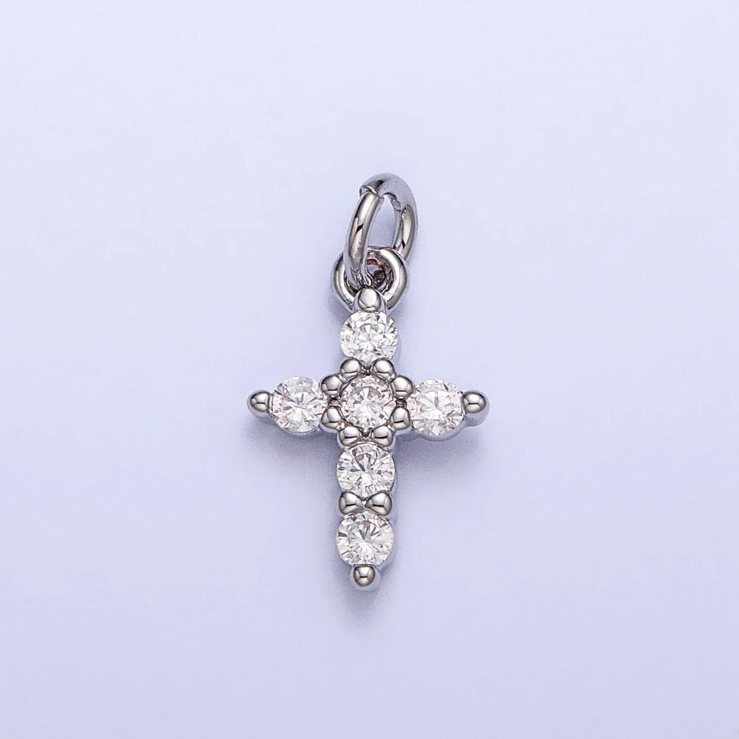 Mini gold cross charm silver cross cz religious add-on charm for bracelet necklace earring supply | ac725 ac726