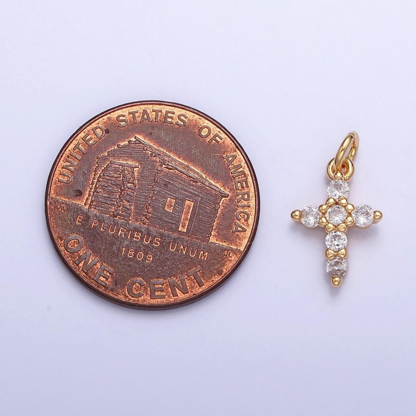 Mini gold cross charm silver cross cz religious add-on charm for bracelet necklace earring supply | ac725 ac726