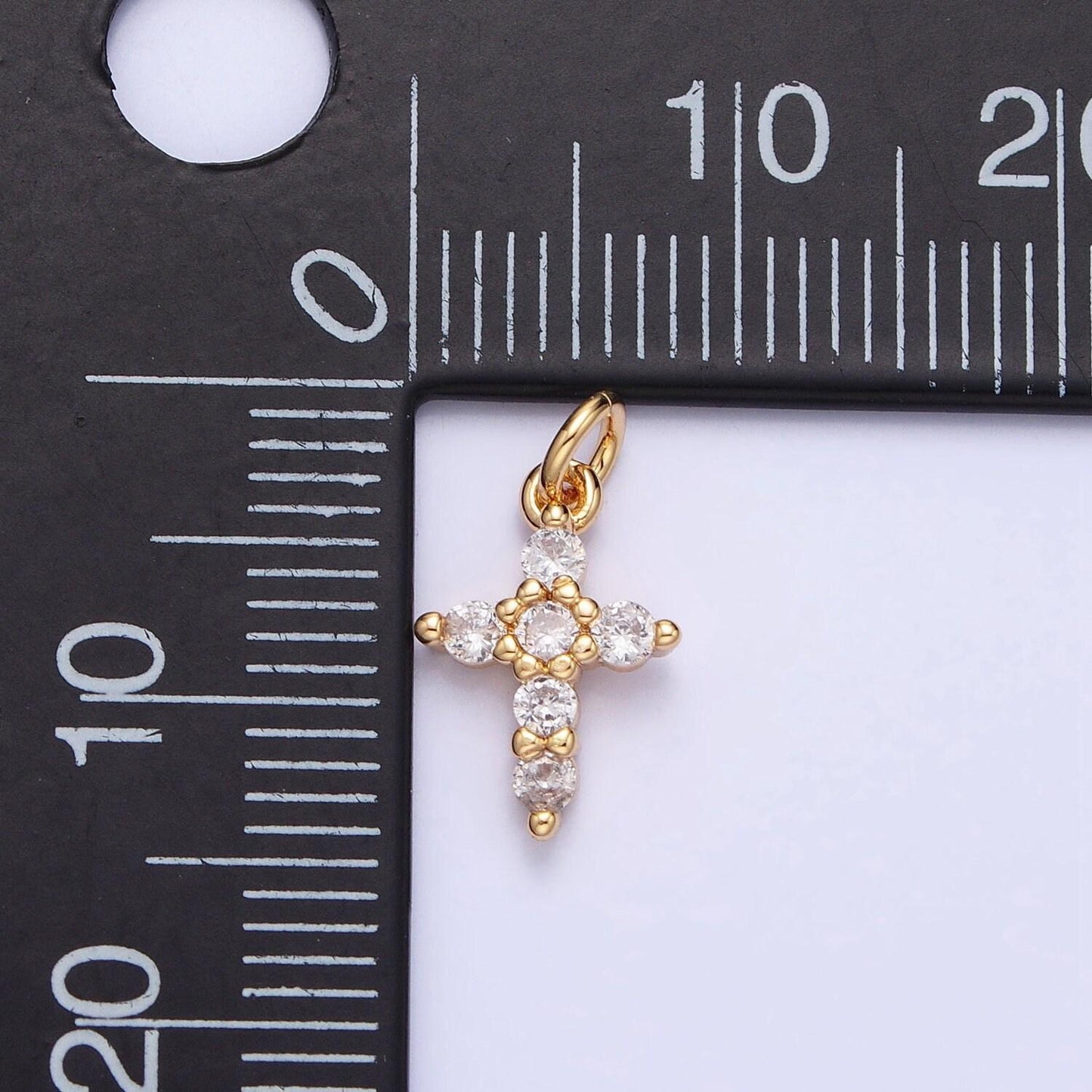 Mini gold cross charm silver cross cz religious add-on charm for bracelet necklace earring supply | ac725 ac726