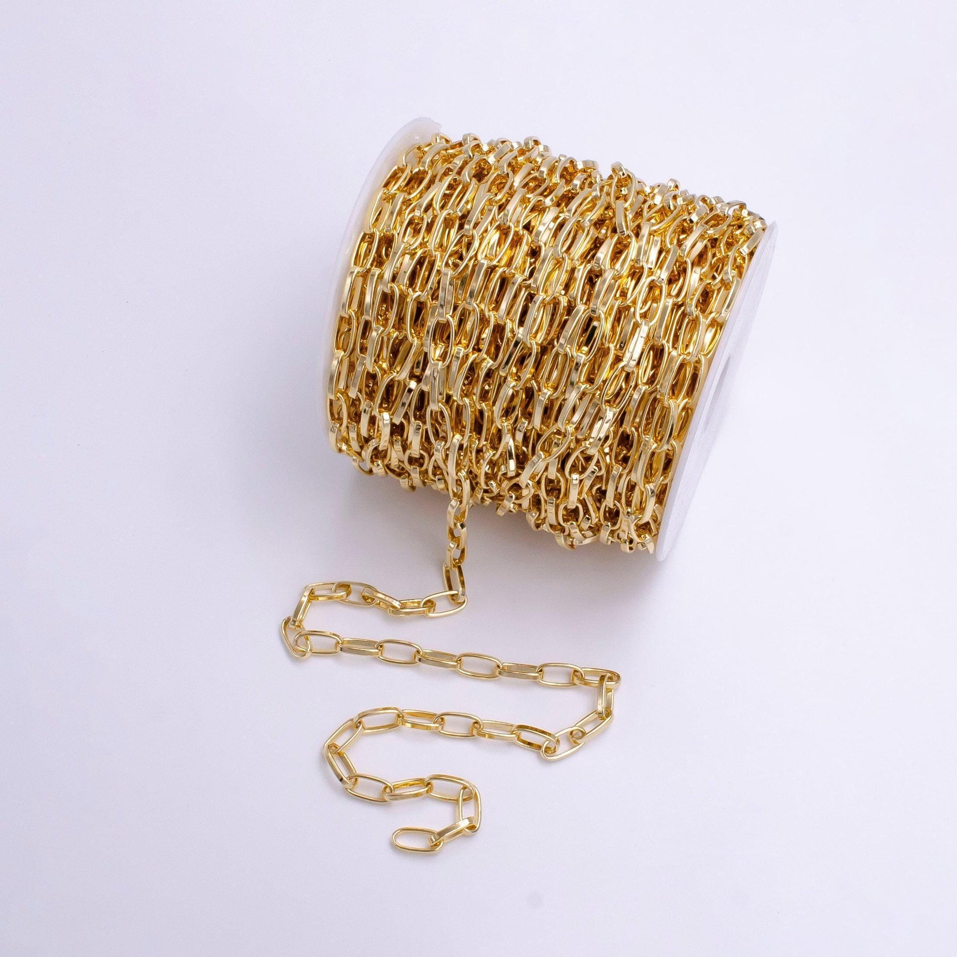 16k gold filled 6mm cable chunky statement unfinished chain for jewelry making | roll-1378