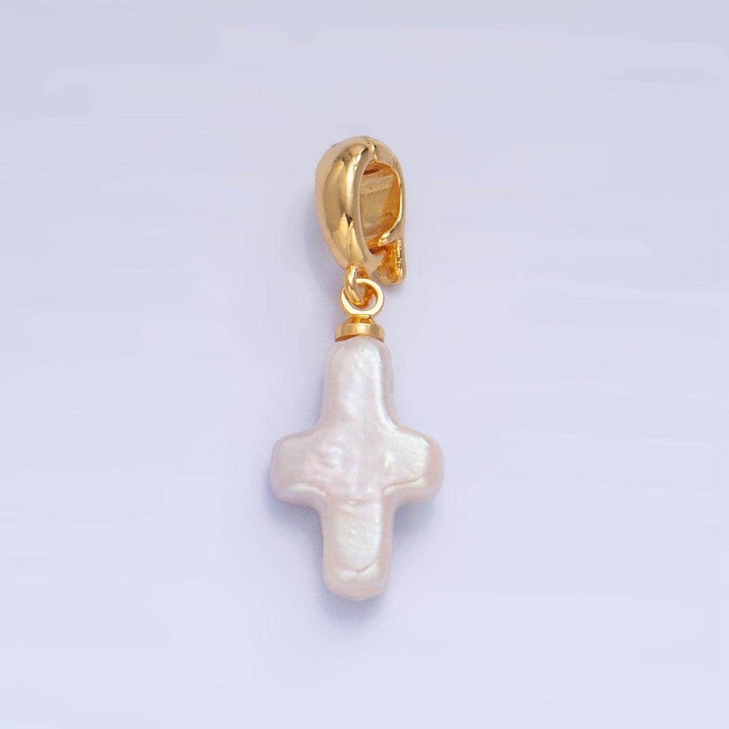 Mini cross pearls charm gold baroque freshwater white pearls for necklace bracelet earring religious jewelry making minimalist p1918