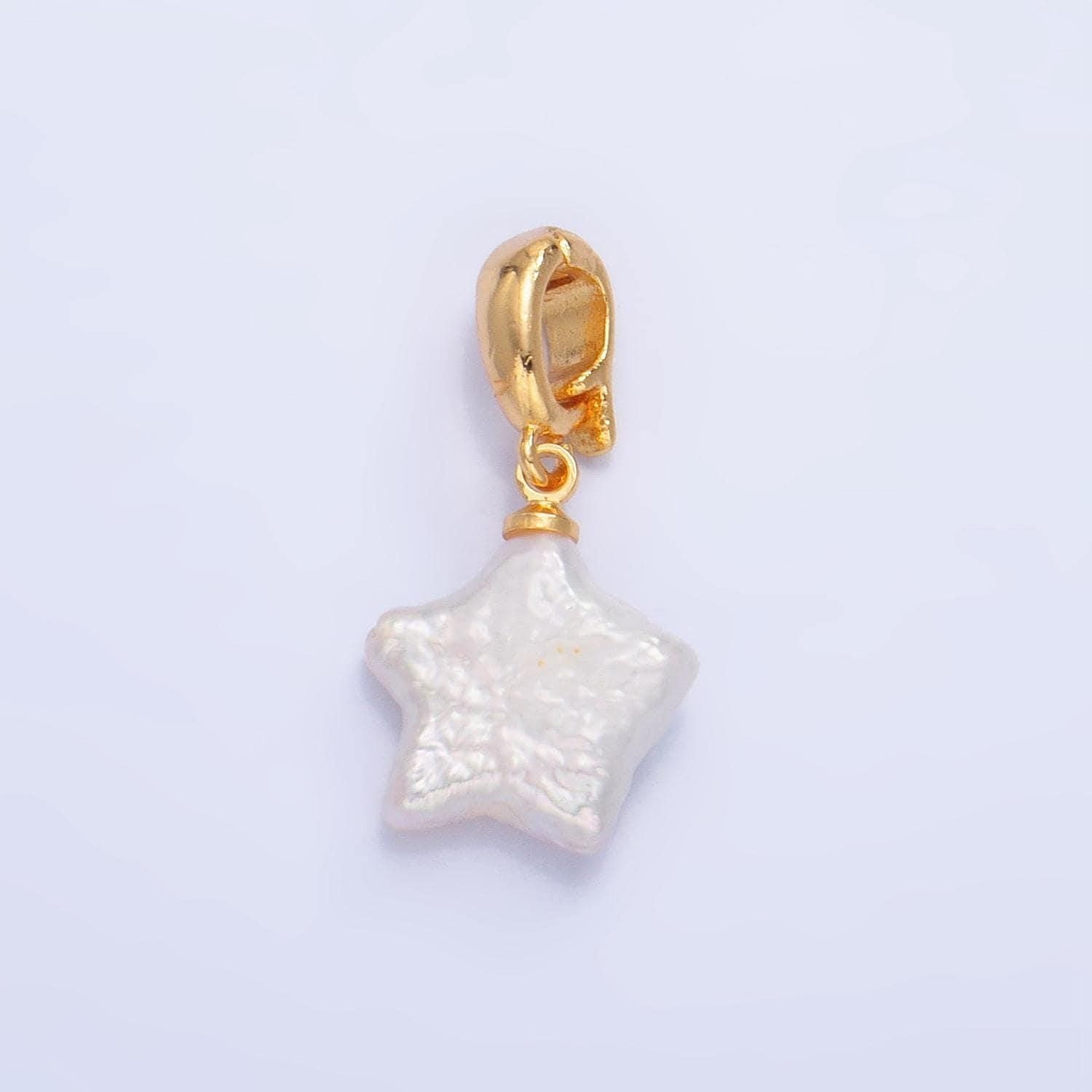 Mini star pearls charm gold white freshwater pearls for necklace bracelet earring wedding celestial jewelry making p-1919