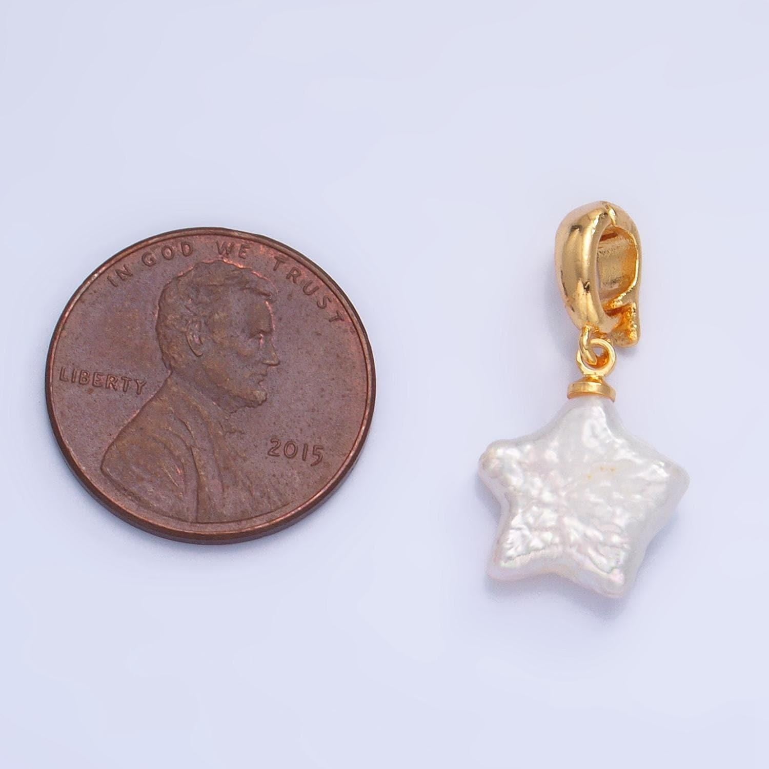 Mini star pearls charm gold white freshwater pearls for necklace bracelet earring wedding celestial jewelry making p-1919