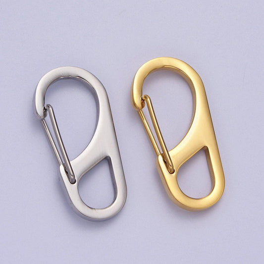 Gold oval spring gate snap hook, stainless steel silver purse clip, handbag hardware clasp craft supplies z013