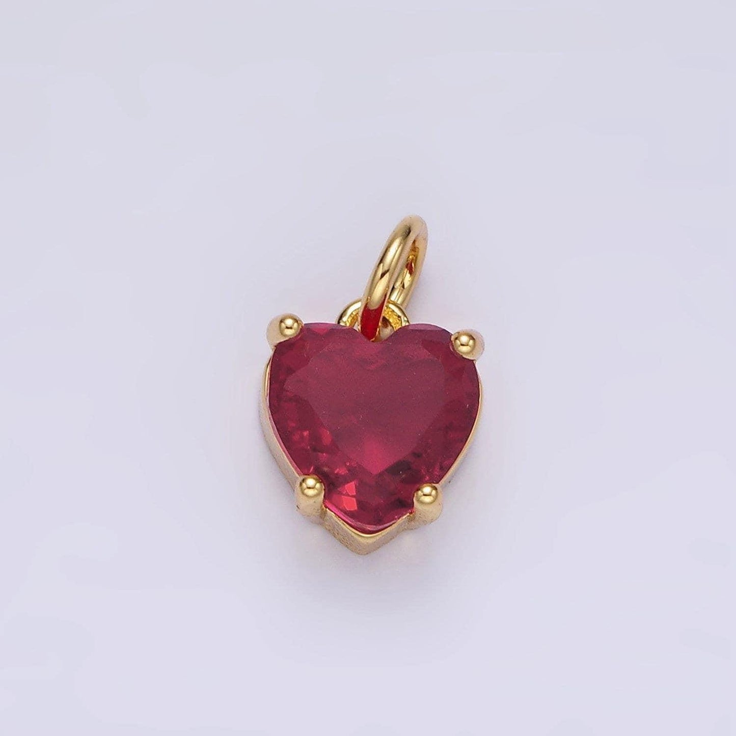 14k gold filled 10mm red cz heart bezel charm | ag397