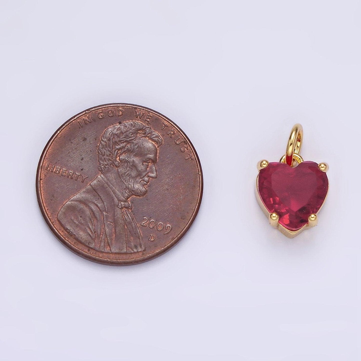 14k gold filled 10mm red cz heart bezel charm | ag397