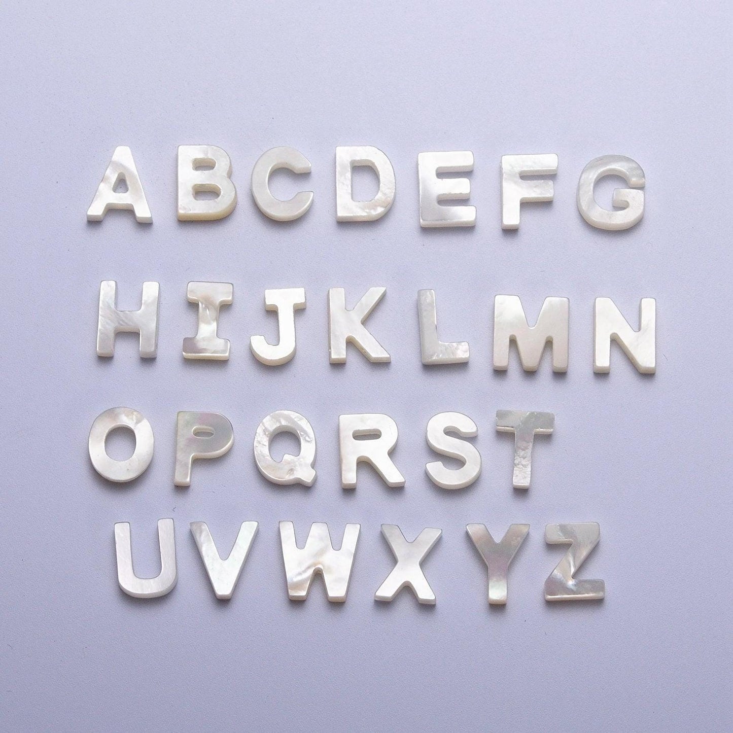 Dainty shell pearl 9mm x 7mm initial alphabet bead spacer | a-292~a-304