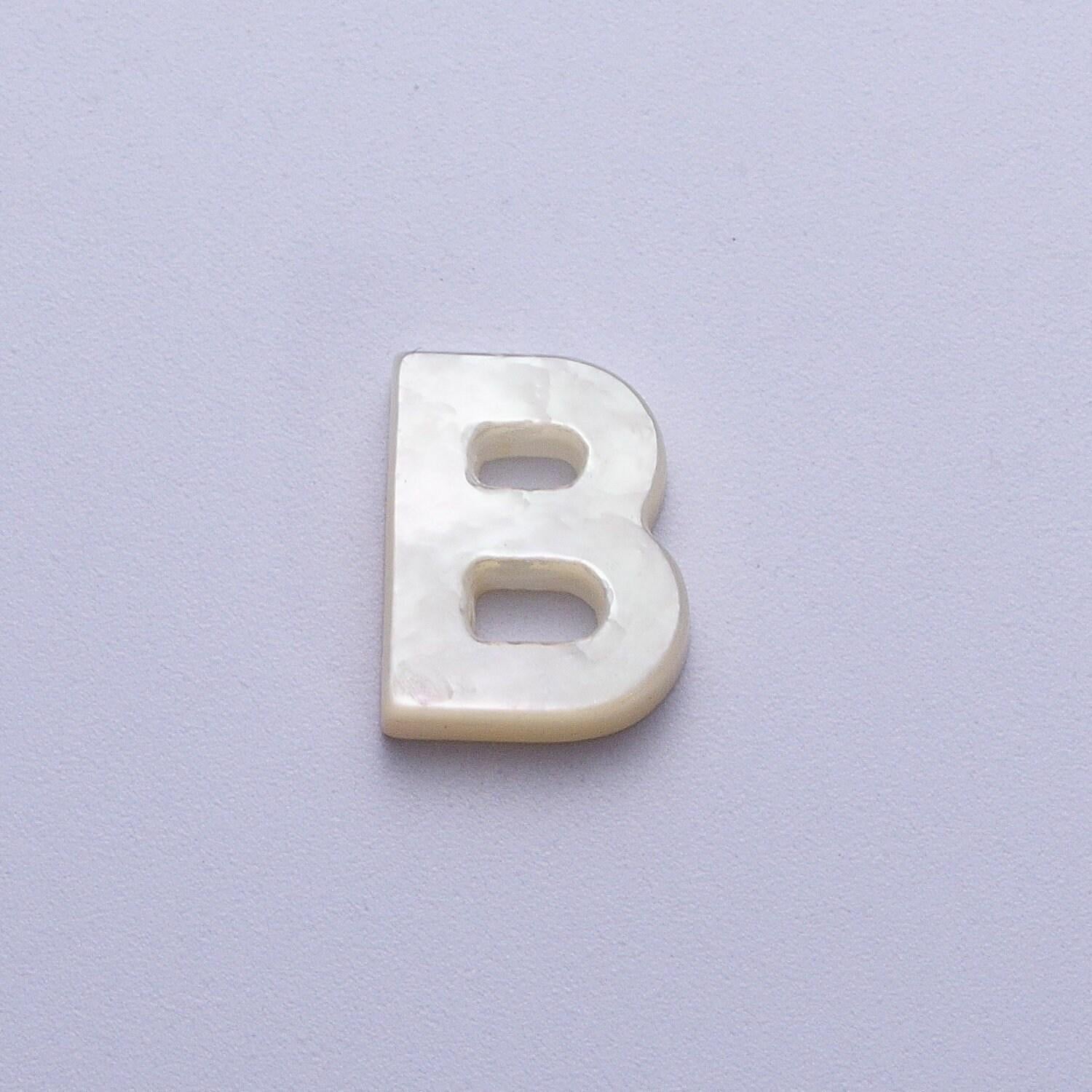 Dainty shell pearl 9mm x 7mm initial alphabet bead spacer | a-292~a-304