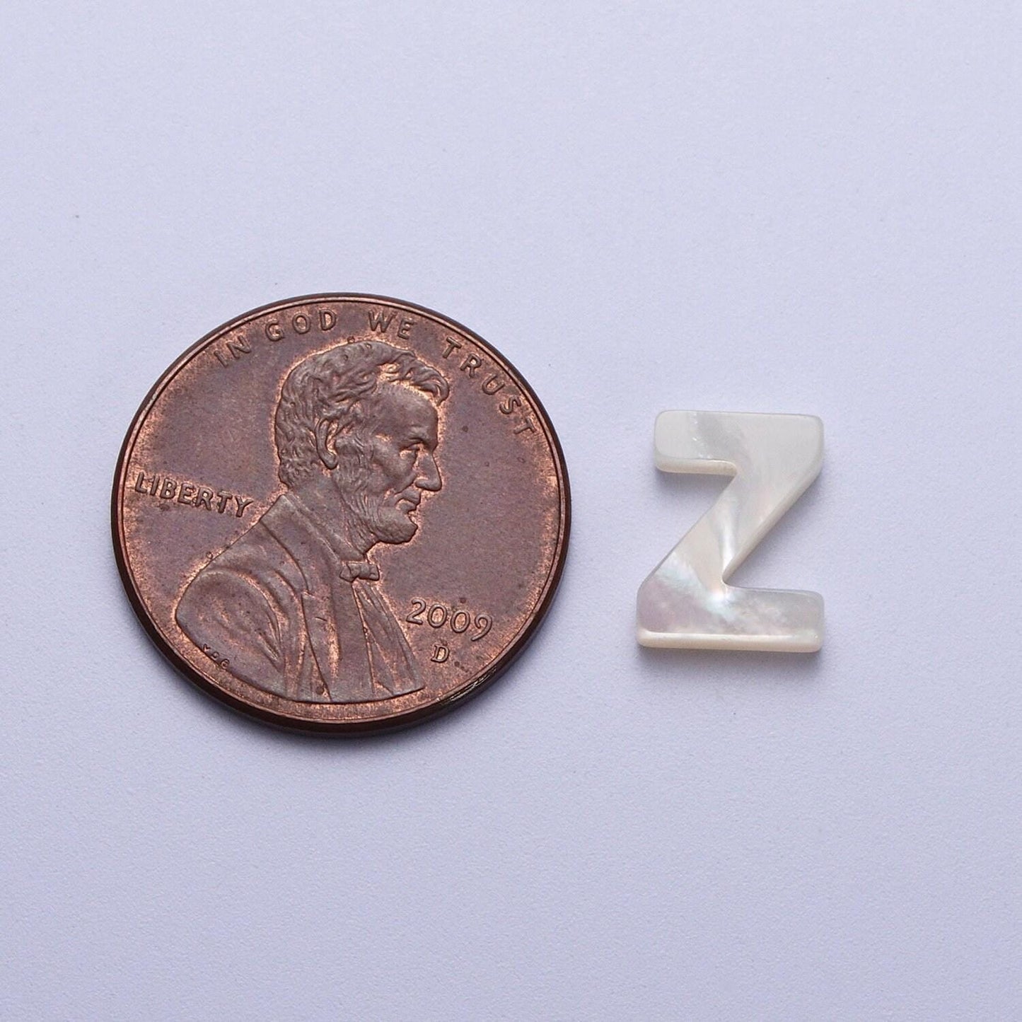 Dainty shell pearl 9mm x 7mm initial alphabet bead spacer | a-292~a-304