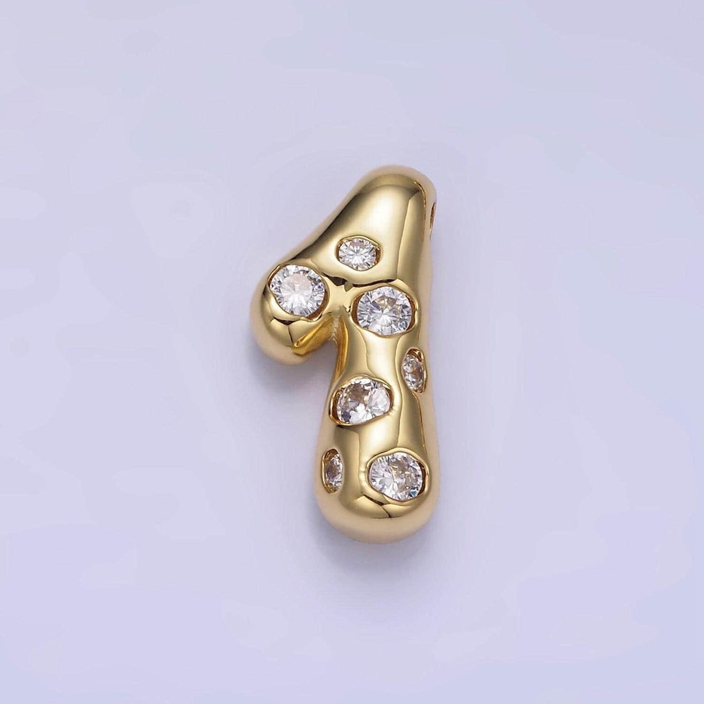 Balloon number necklace charm bubble pave number pendant 3d gold digit charm personalize lucky number bubble necklace supply ag775