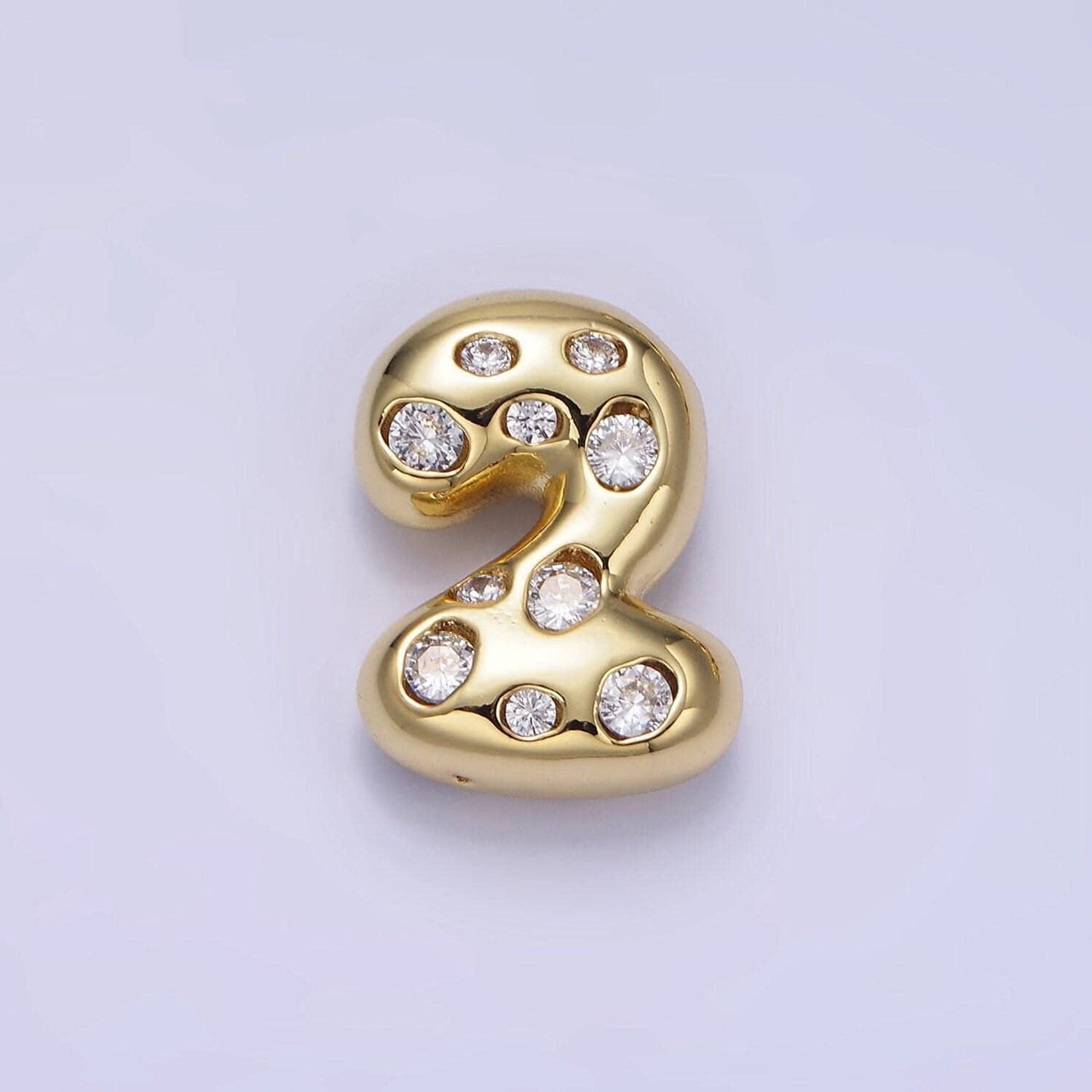 Balloon number necklace charm bubble pave number pendant 3d gold digit charm personalize lucky number bubble necklace supply ag775