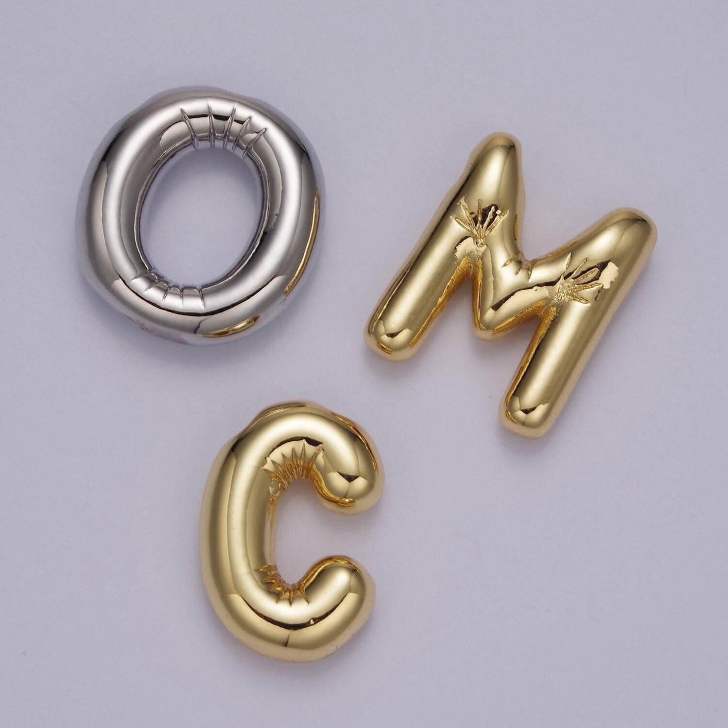 Gold alphabet charm personalized balloon initial letter charm necklace bubble font style trend fashion jewelry necklace for women diy supply