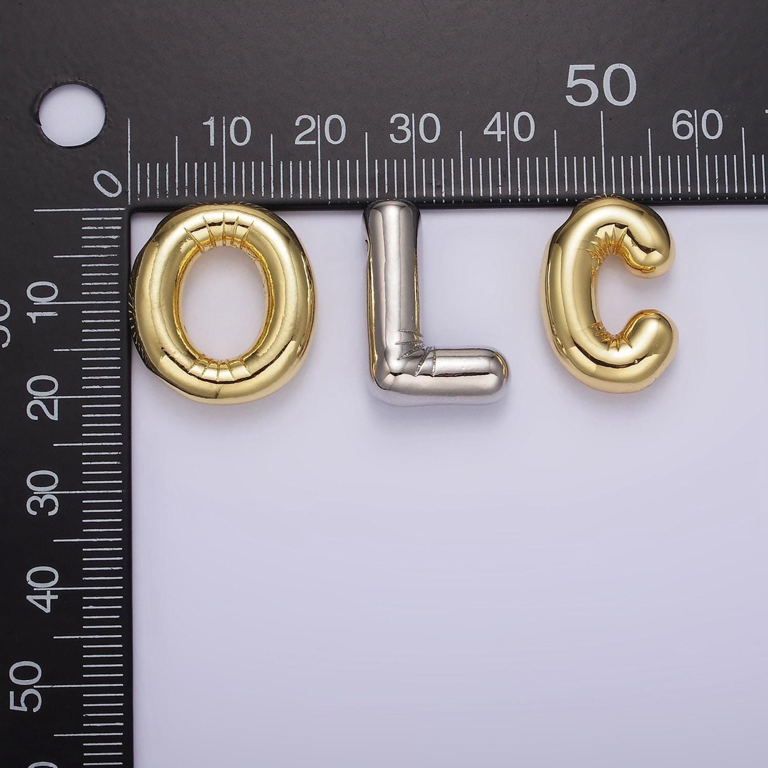 Gold alphabet charm personalized balloon initial letter charm necklace bubble font style trend fashion jewelry necklace for women diy supply