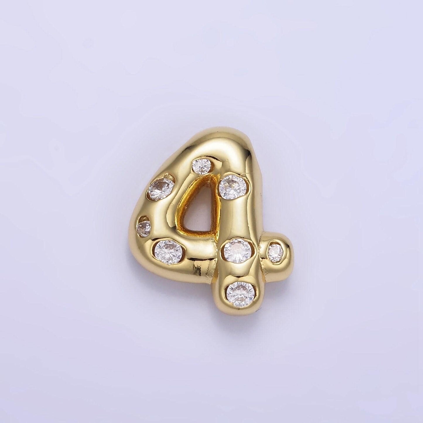 Balloon number necklace charm bubble pave number pendant 3d gold digit charm personalize lucky number bubble necklace supply ag775