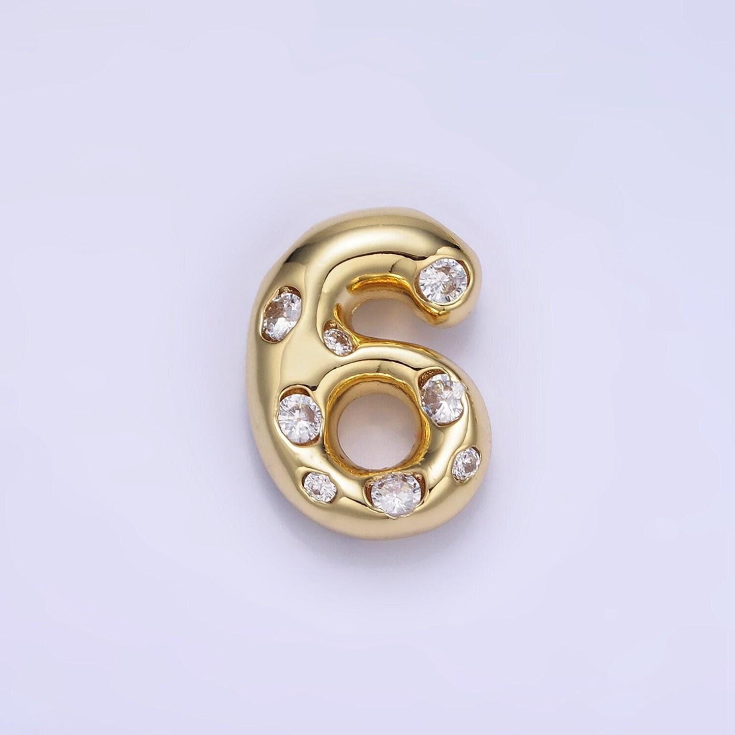 Balloon number necklace charm bubble pave number pendant 3d gold digit charm personalize lucky number bubble necklace supply ag775
