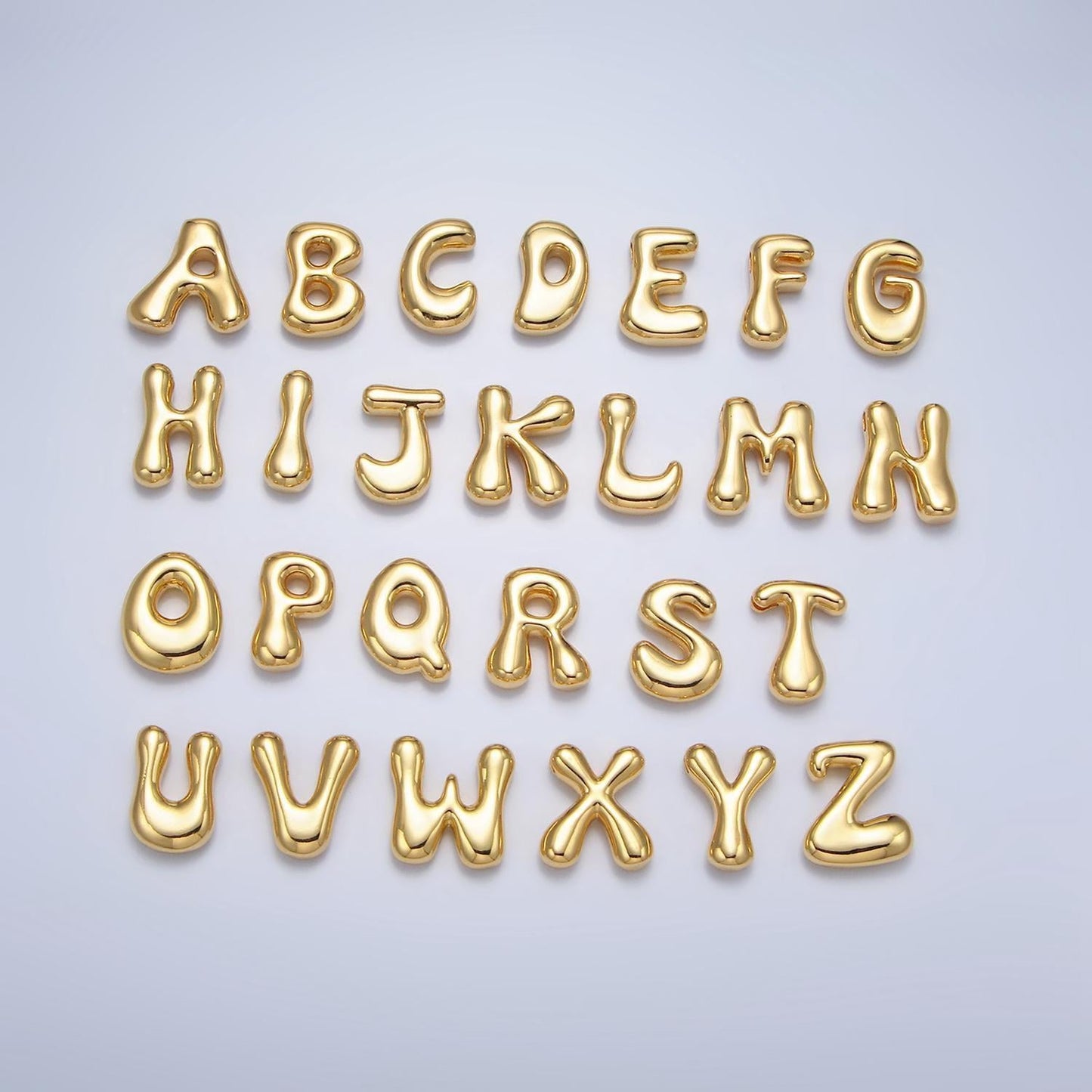 Gold alphabet charm retro balloon initial letter charm necklace bubble font style trend fashion jewelry necklace for women diy supply