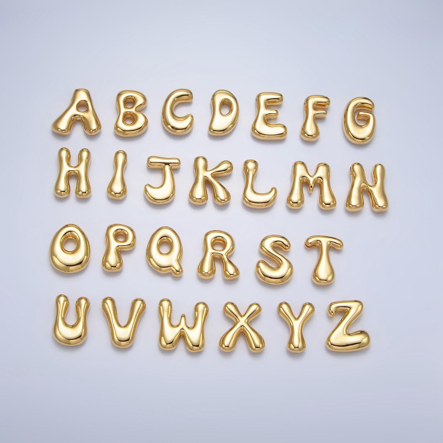 Gold alphabet charm retro balloon initial letter charm necklace bubble font style trend fashion jewelry necklace for women diy supply