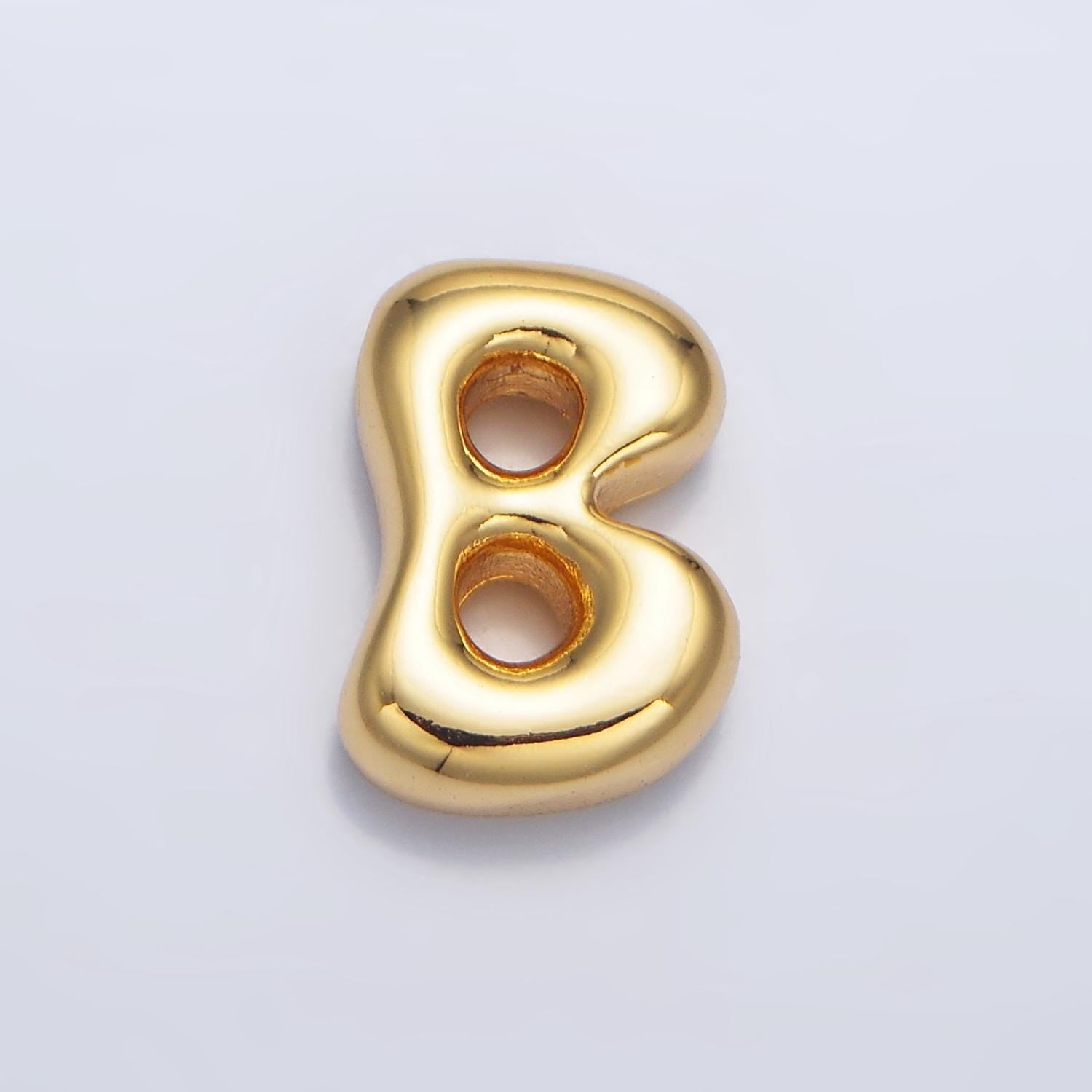 Gold alphabet charm retro balloon initial letter charm necklace bubble font style trend fashion jewelry necklace for women diy supply