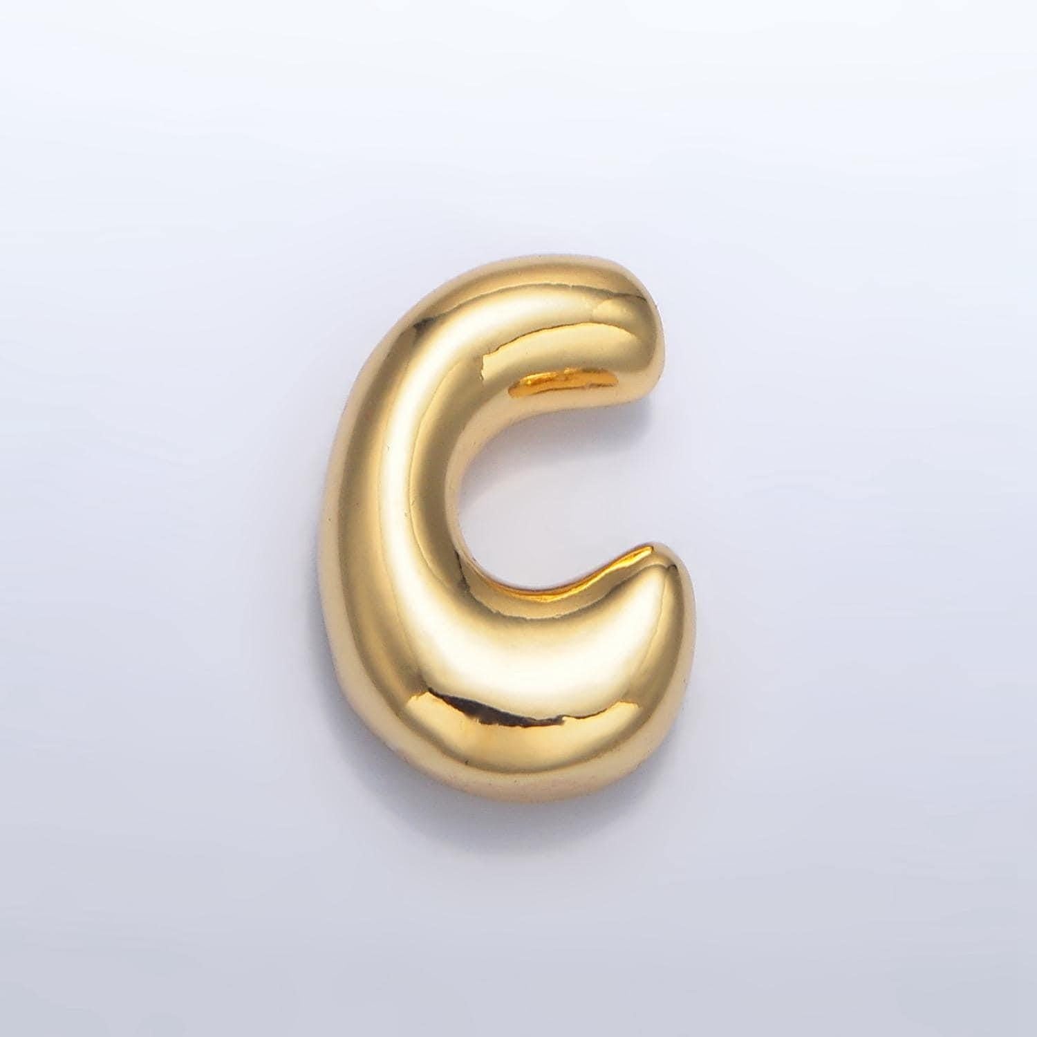 Gold alphabet charm retro balloon initial letter charm necklace bubble font style trend fashion jewelry necklace for women diy supply