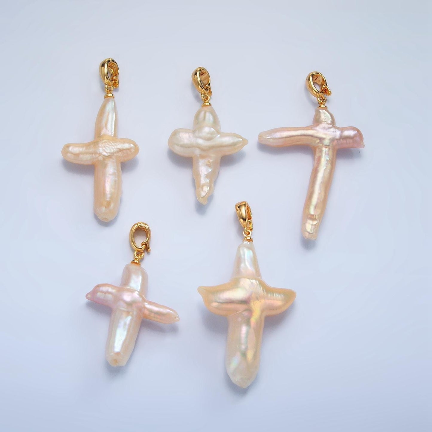 Dainty cross pearls charm gold mauve baroque freshwater pearls for necklace bracelet earring religious jewelry making minimalist p1762