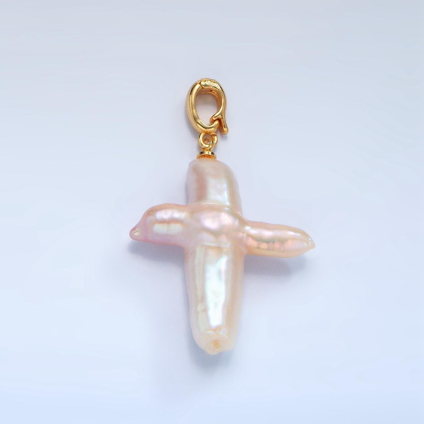 Dainty cross pearls charm gold mauve baroque freshwater pearls for necklace bracelet earring religious jewelry making minimalist p1762