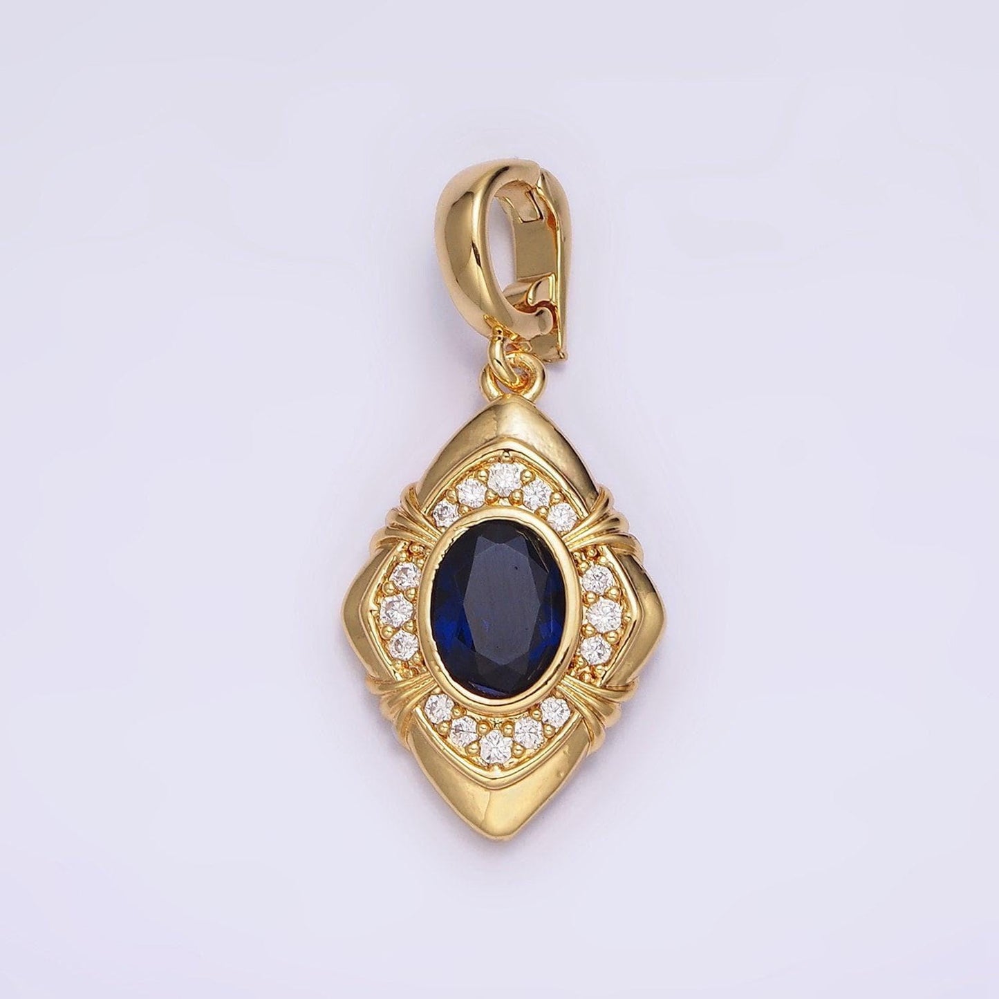 Dainty rhombus charm gold cubic zirconia diamond charm for necklace component add on charm tiny geometric jewelry aa-568