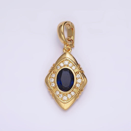 Dainty rhombus charm gold cubic zirconia diamond charm for necklace component add on charm tiny geometric jewelry aa-568