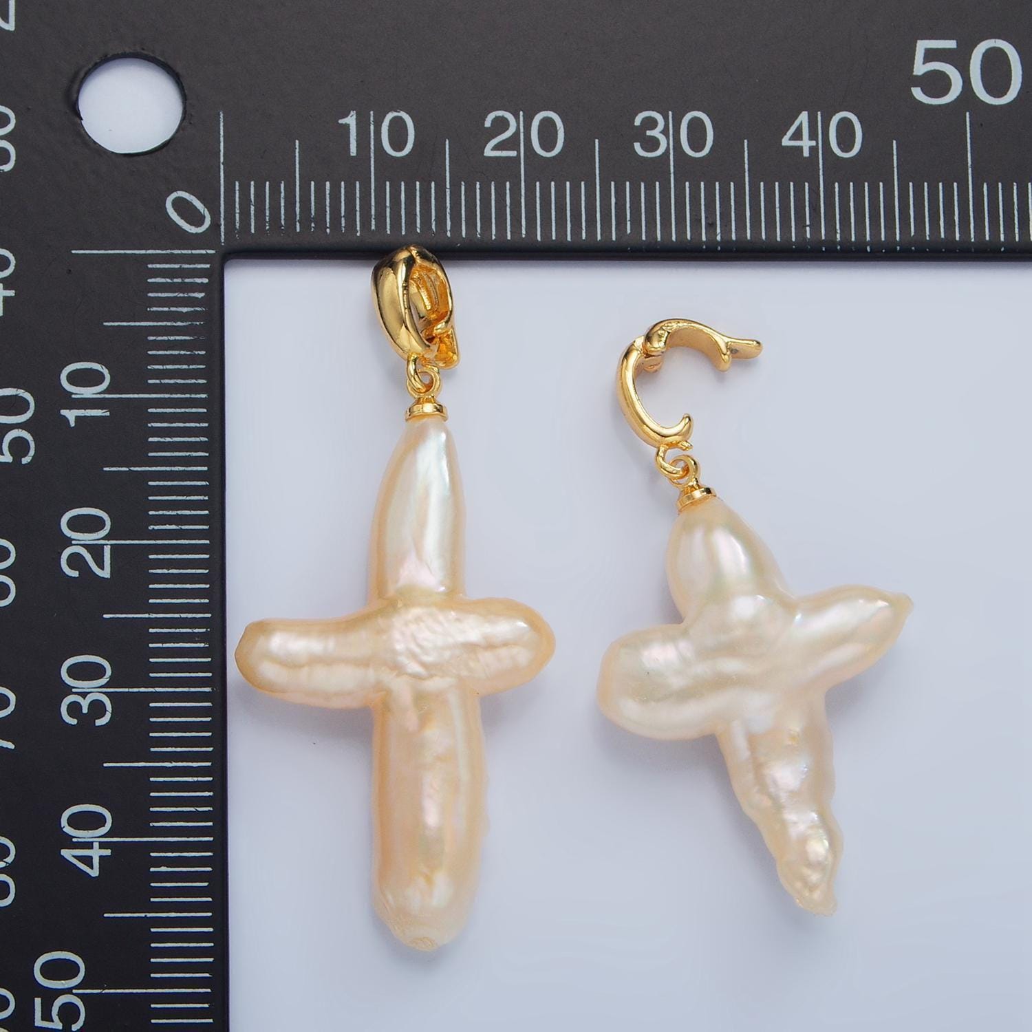 Dainty cross pearls charm gold mauve baroque freshwater pearls for necklace bracelet earring religious jewelry making minimalist p1762