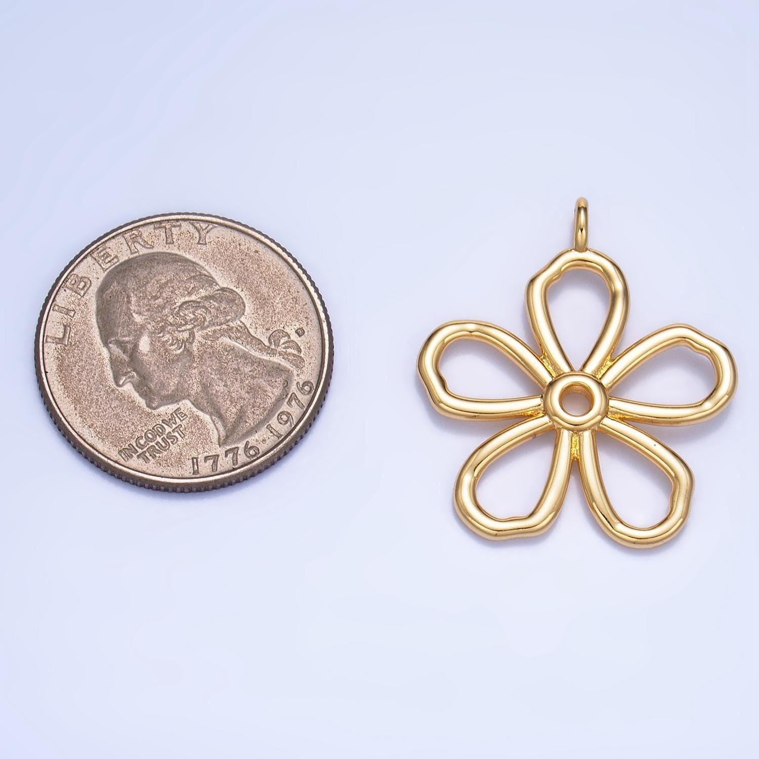 Minimalist open flower charms boho hippie floral charms summer trend spring jewelry supplies bracelet necklace earring supply ag947
