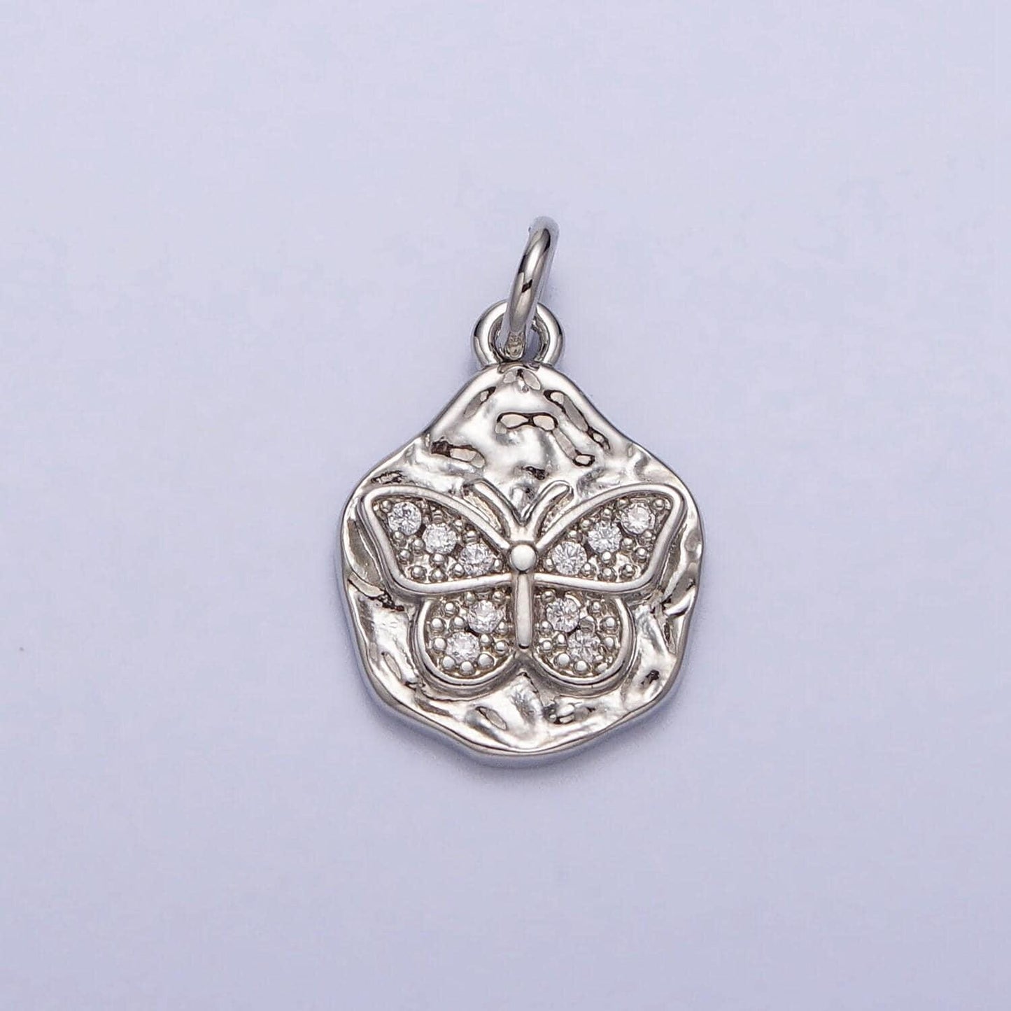 Dainty gold monarch butterfly rustic hammered silver charm add on charm for bracelet necklace anklet supply | ac307