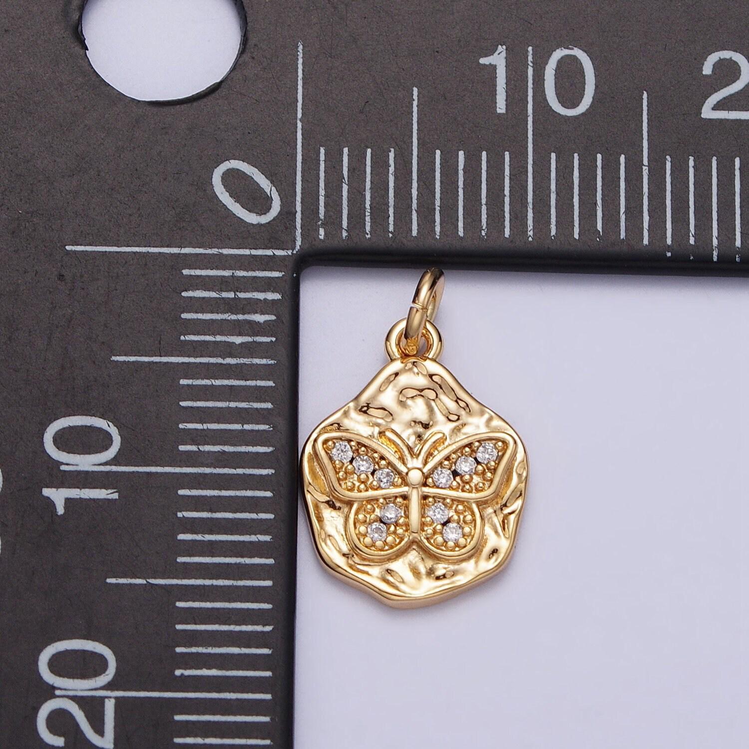 Dainty gold monarch butterfly rustic hammered silver charm add on charm for bracelet necklace anklet supply | ac307