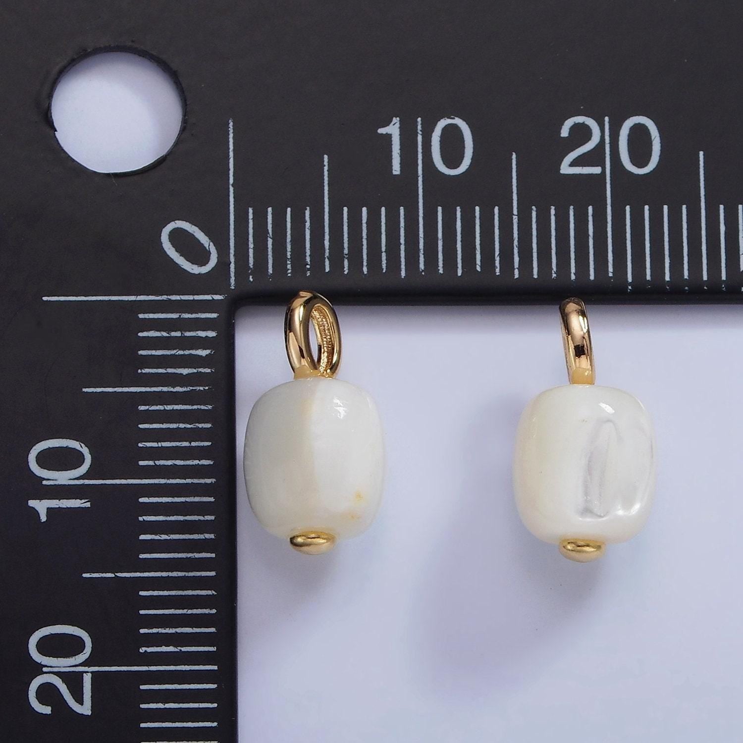 14k gold filled 13mm shell pearl edged square rectangle pendant charm for wedding jewelry | p-1681