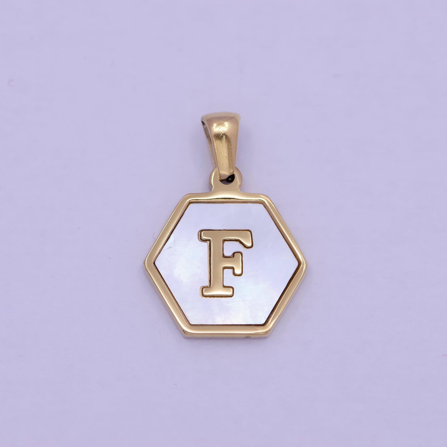 Mother of pearl letter charm initial necklace pendant personalized hexagon gold geometric monogram jewelry initial necklace