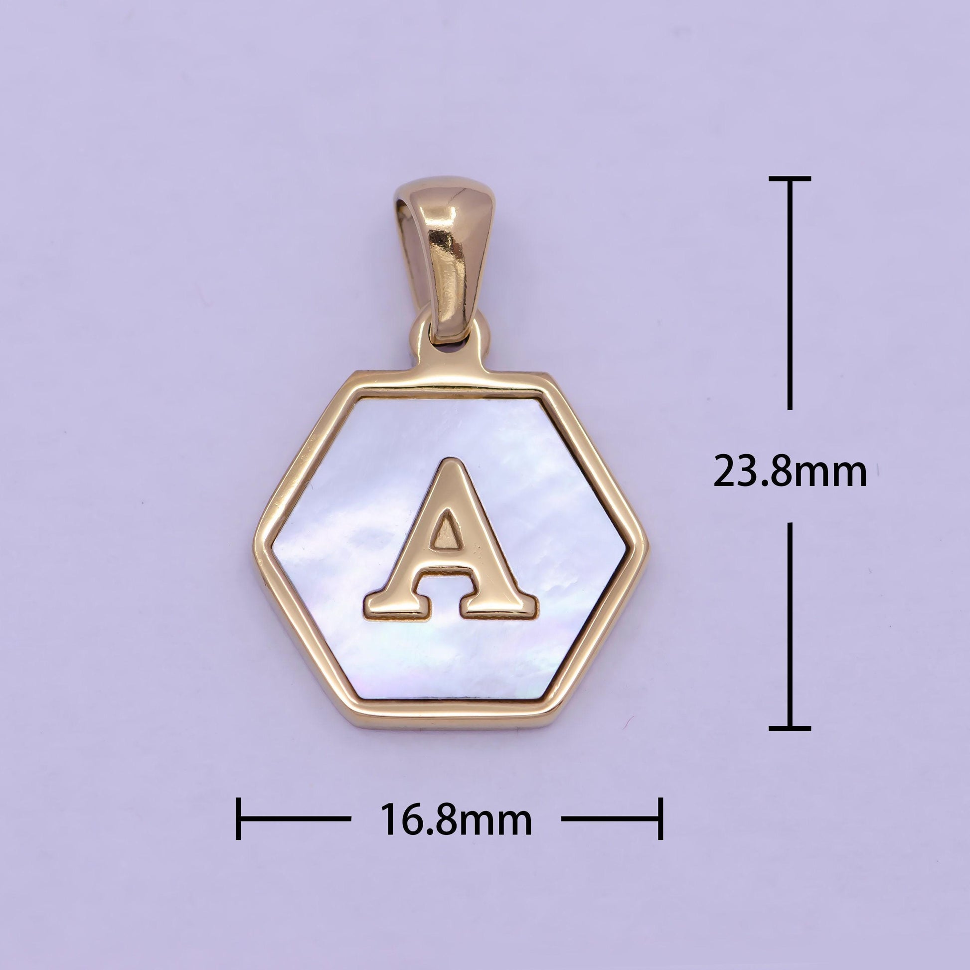 Mother of pearl letter charm initial necklace pendant personalized hexagon gold geometric monogram jewelry initial necklace