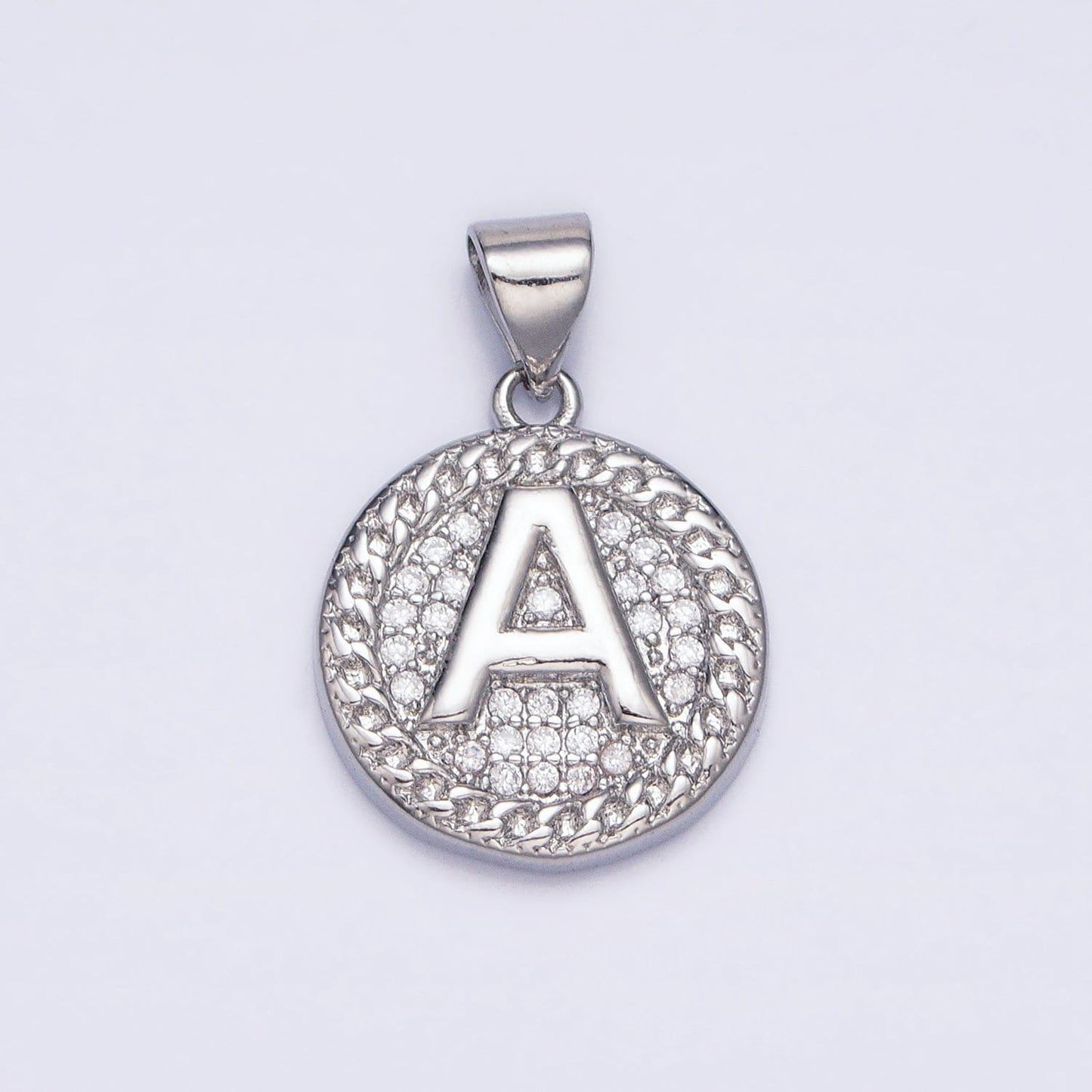 Silver initial coin letter charm a - z alphabet letter medallion charm pendant for personalized necklace jewelry making a455-a467