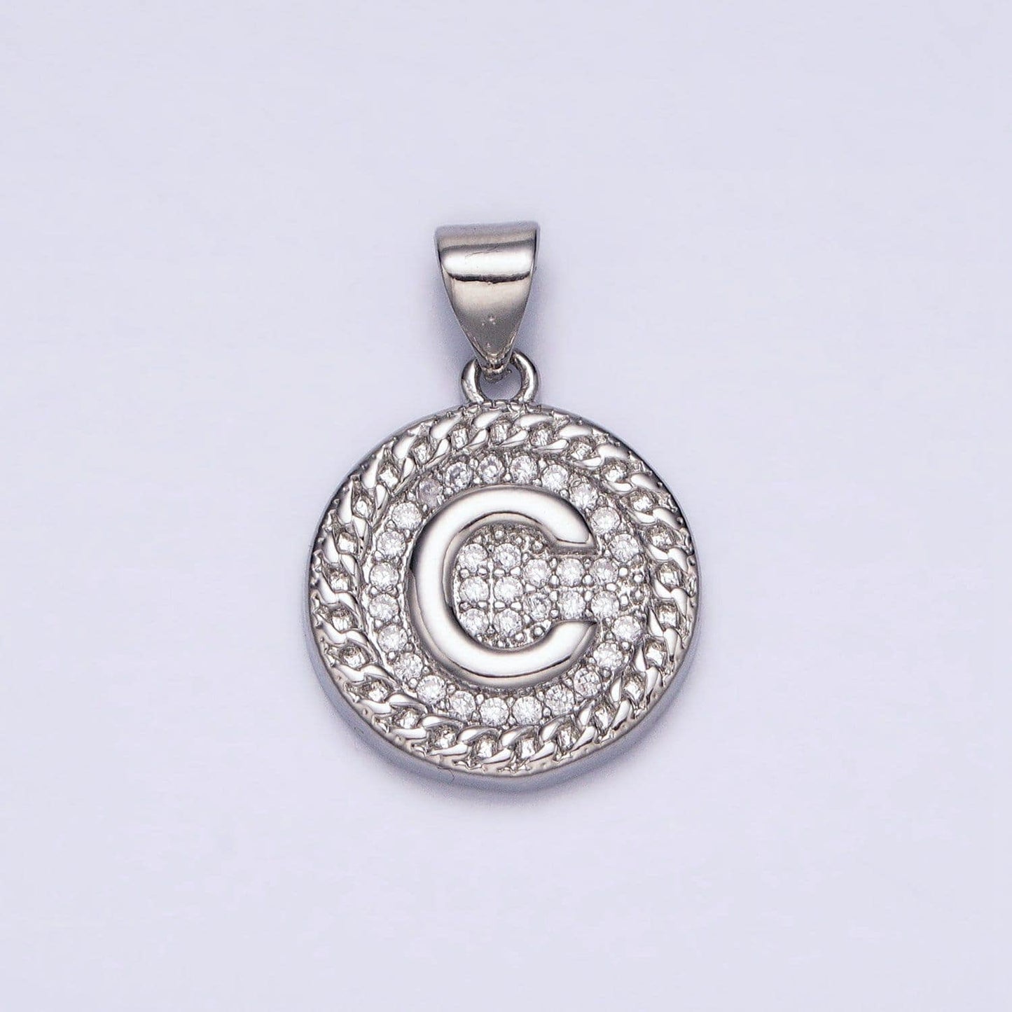 Silver initial coin letter charm a - z alphabet letter medallion charm pendant for personalized necklace jewelry making a455-a467