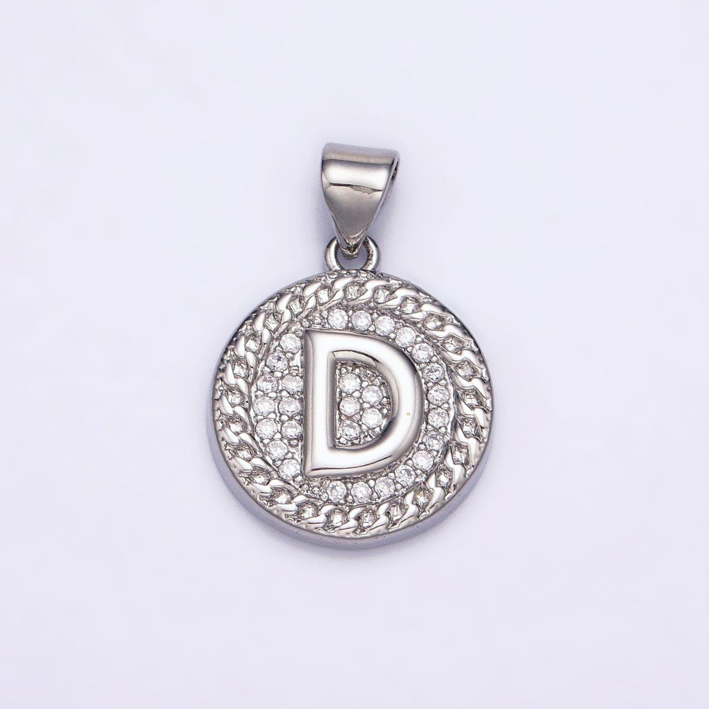 Silver initial coin letter charm a - z alphabet letter medallion charm pendant for personalized necklace jewelry making a455-a467