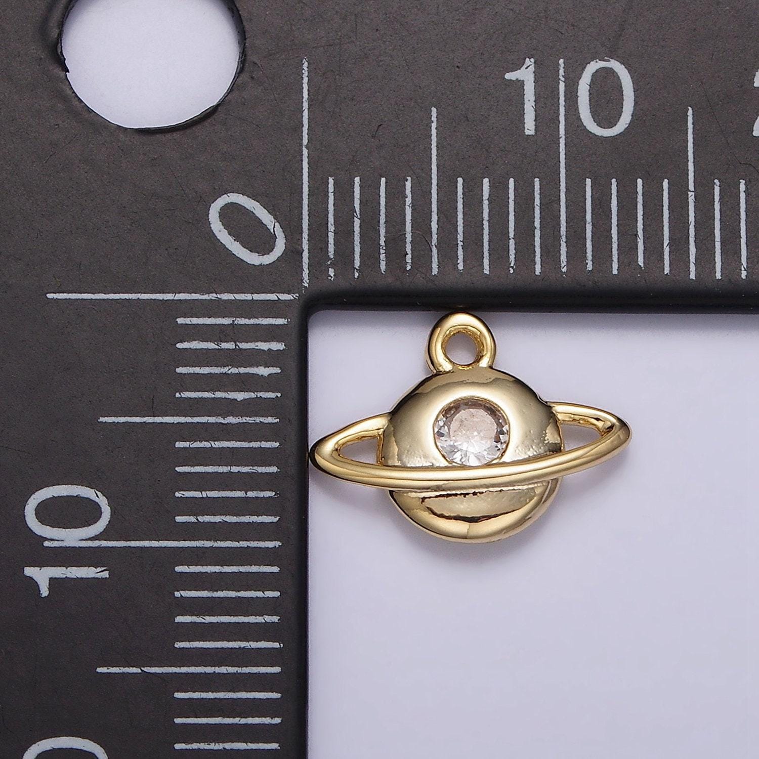 16k gold filled planet saturn celestial space add-on charm | n961