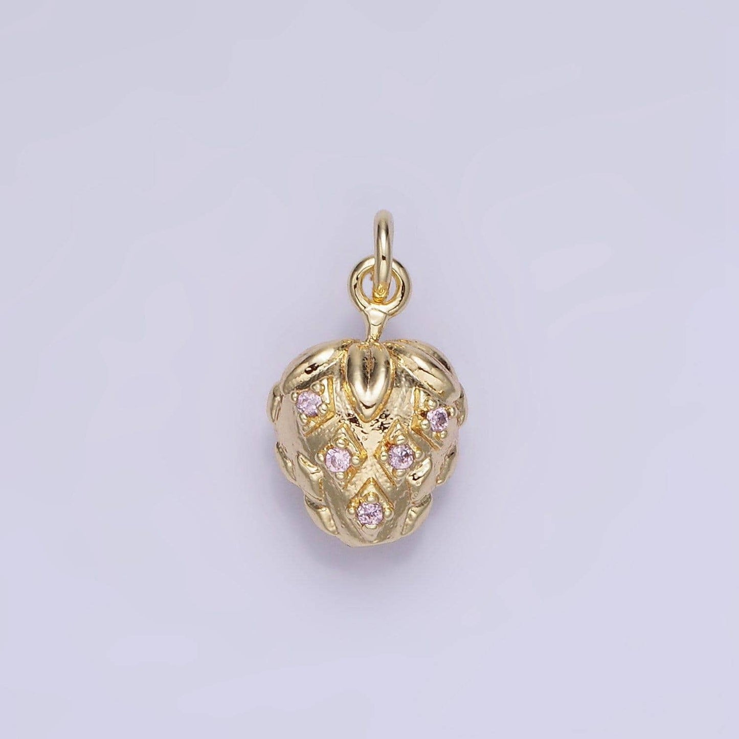 Gold strawberry charm cubic fruit charm summer foodies pendant dangle charms for bracelet necklace earring supply component ag723