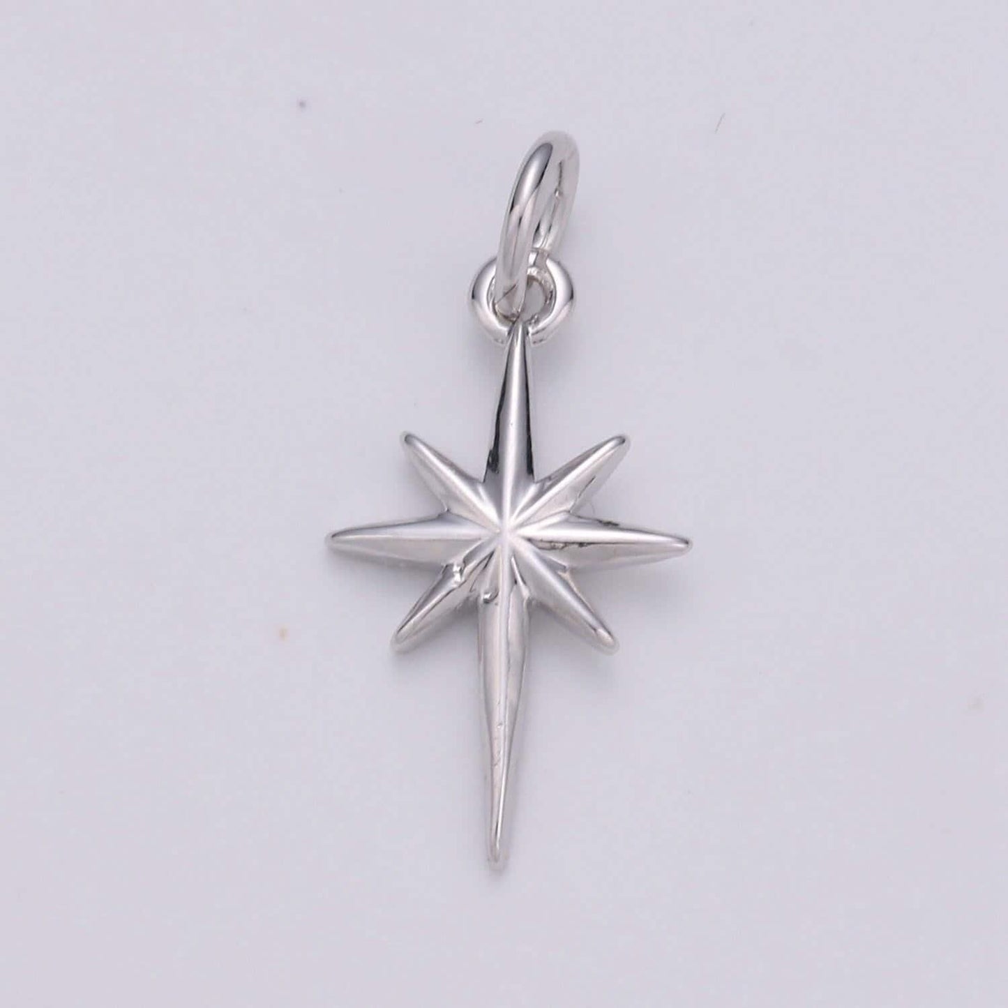 Dainty gold north star charm necklace, bethlehem star pendant in silver celestial jewelry making supply, chgf-1478, 1479