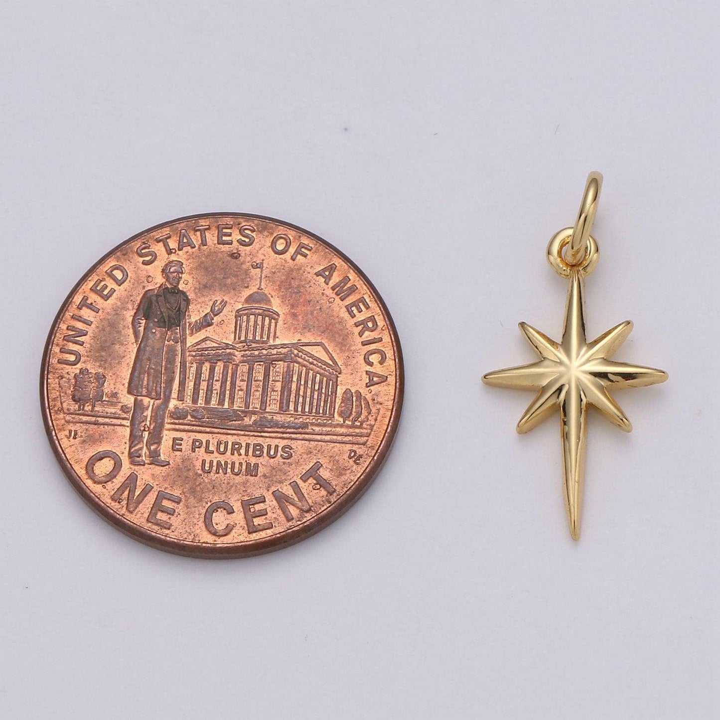 Dainty gold north star charm necklace, bethlehem star pendant in silver celestial jewelry making supply, chgf-1478, 1479