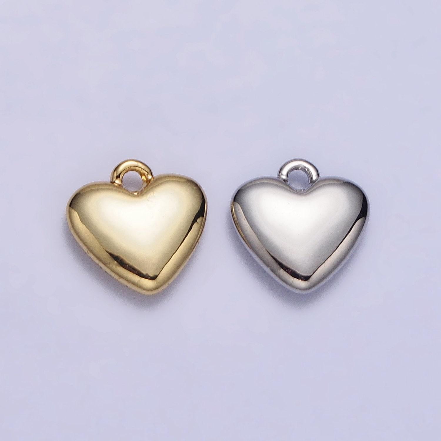 24k gold filled small, dainty heart pendant charm for valentine necklace bracelet jewelry making supplies AA-1456