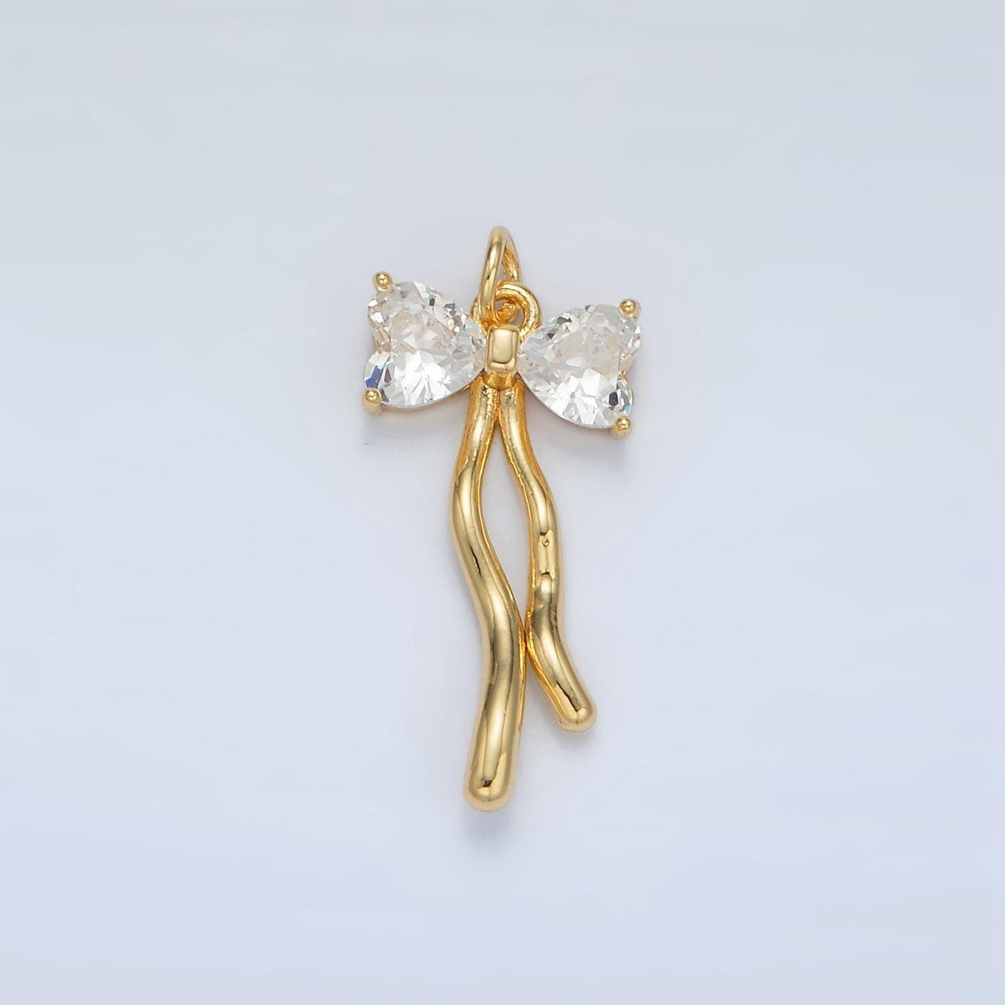 Mini gold bow charms 24k gold filled bow pendant cz bow tie charm bracelet necklace for diy jewelry making supply ac101
