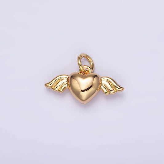 16k gold filled mini heart angel wings add-on charm | ag095