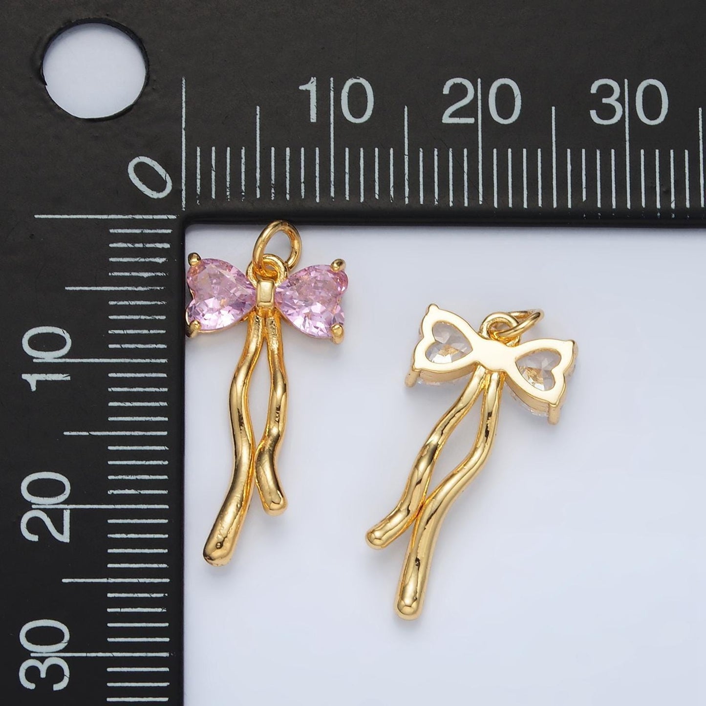 Mini gold bow charms 24k gold filled bow pendant cz bow tie charm bracelet necklace for diy jewelry making supply ac101