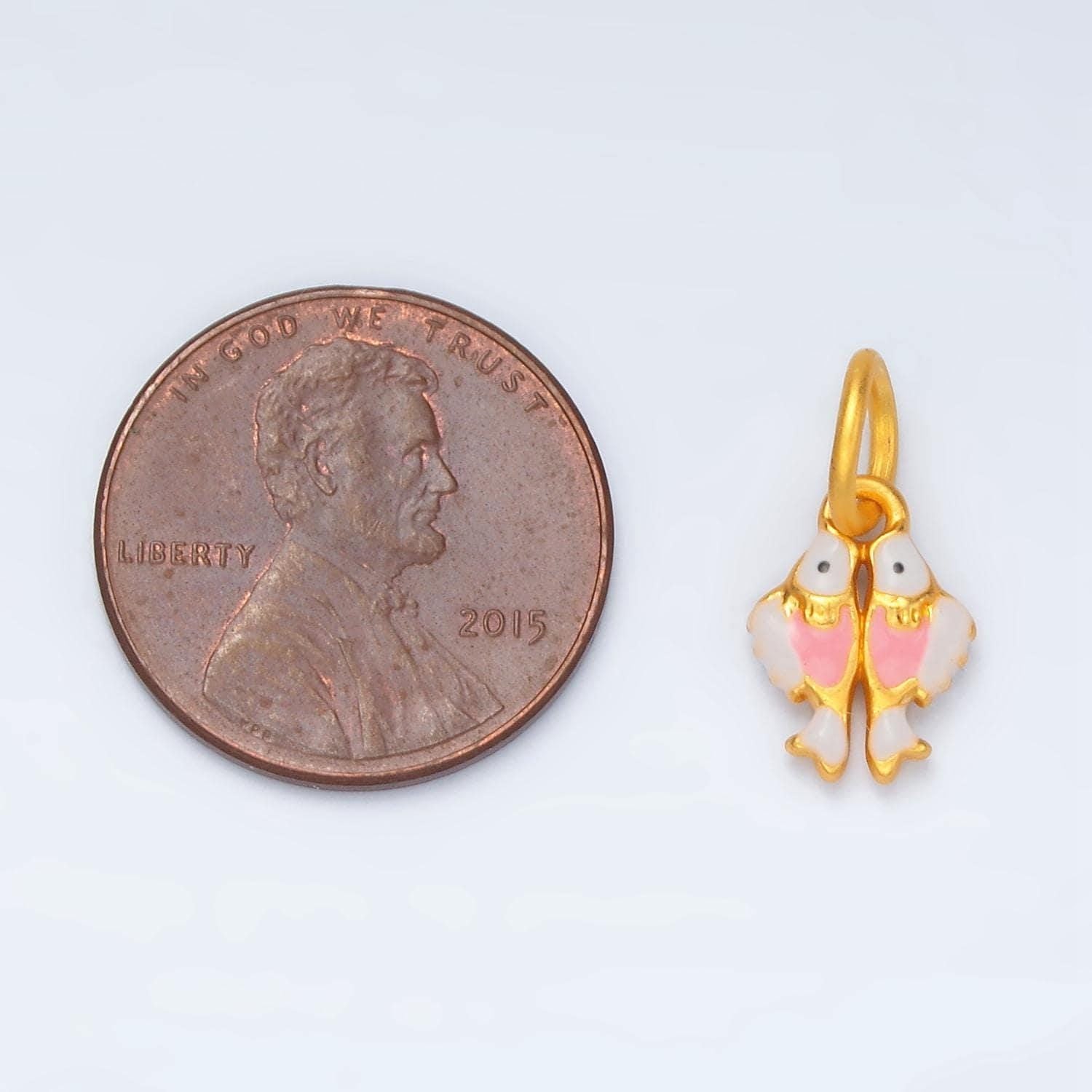 24k gold filled 2 lover birds, heart chested animal charm | m-148